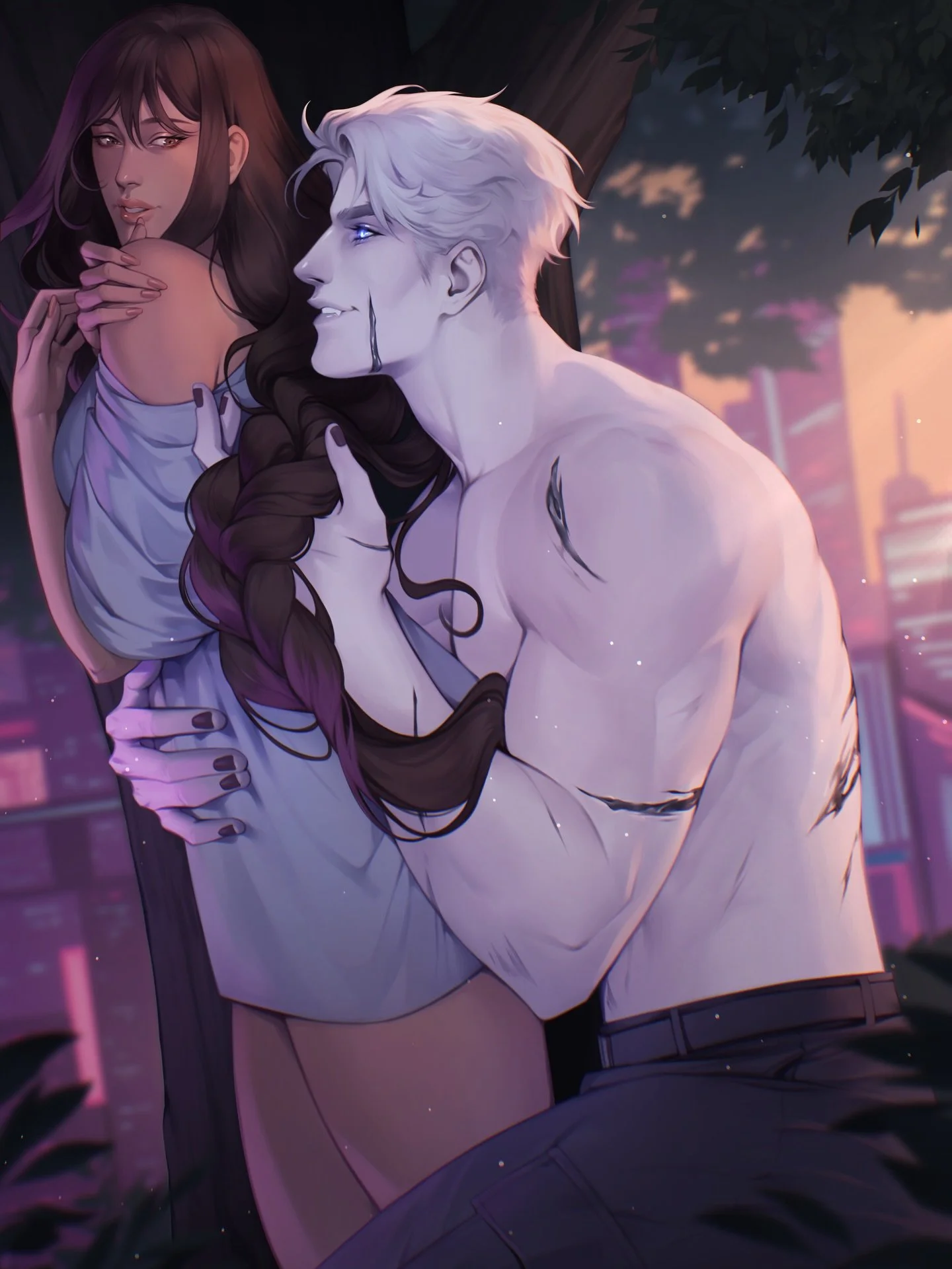 Mondays are hard, so what better day for an art reveal? 

One of my favorite tropes OF ALL TIME is hair play. And @tattah.art delivered! His hands on her. Her hair. The size difference 🥰

Also, it&rsquo;s canon that Airik does not smile in art. Unle
