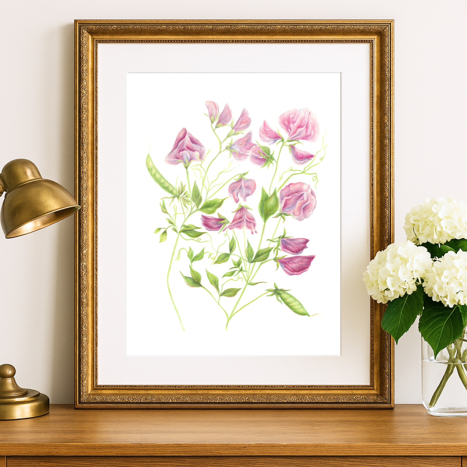 Sweet peas in gold frame.png