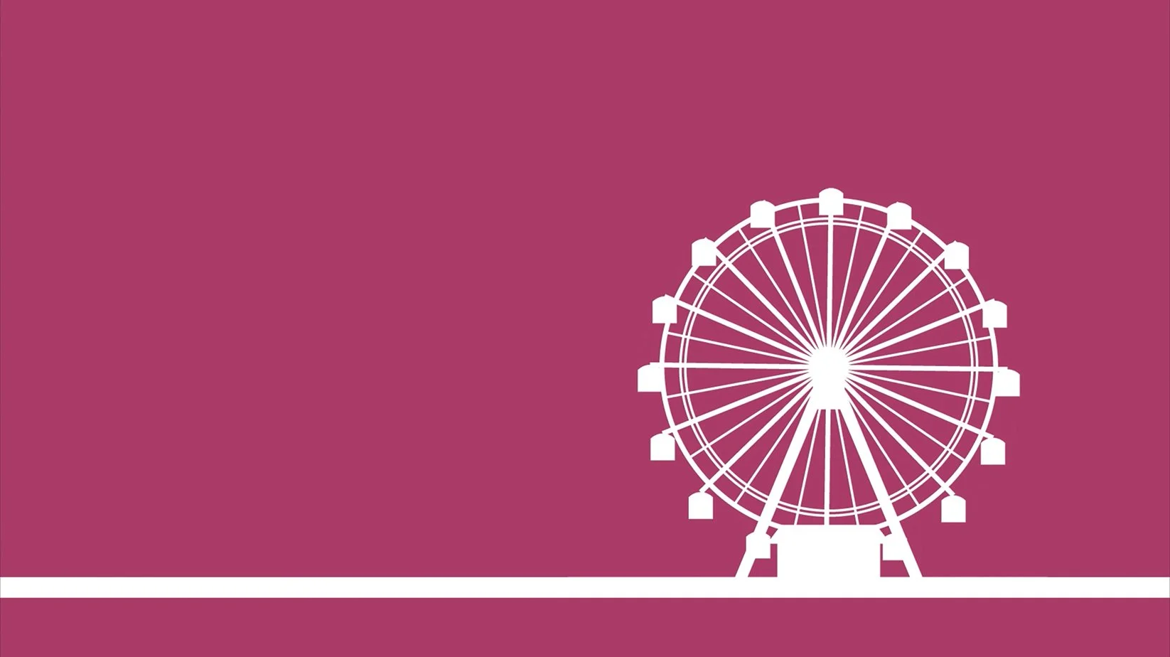 Silhouette eines Riesenrads auf pinkem Hintergrund.
