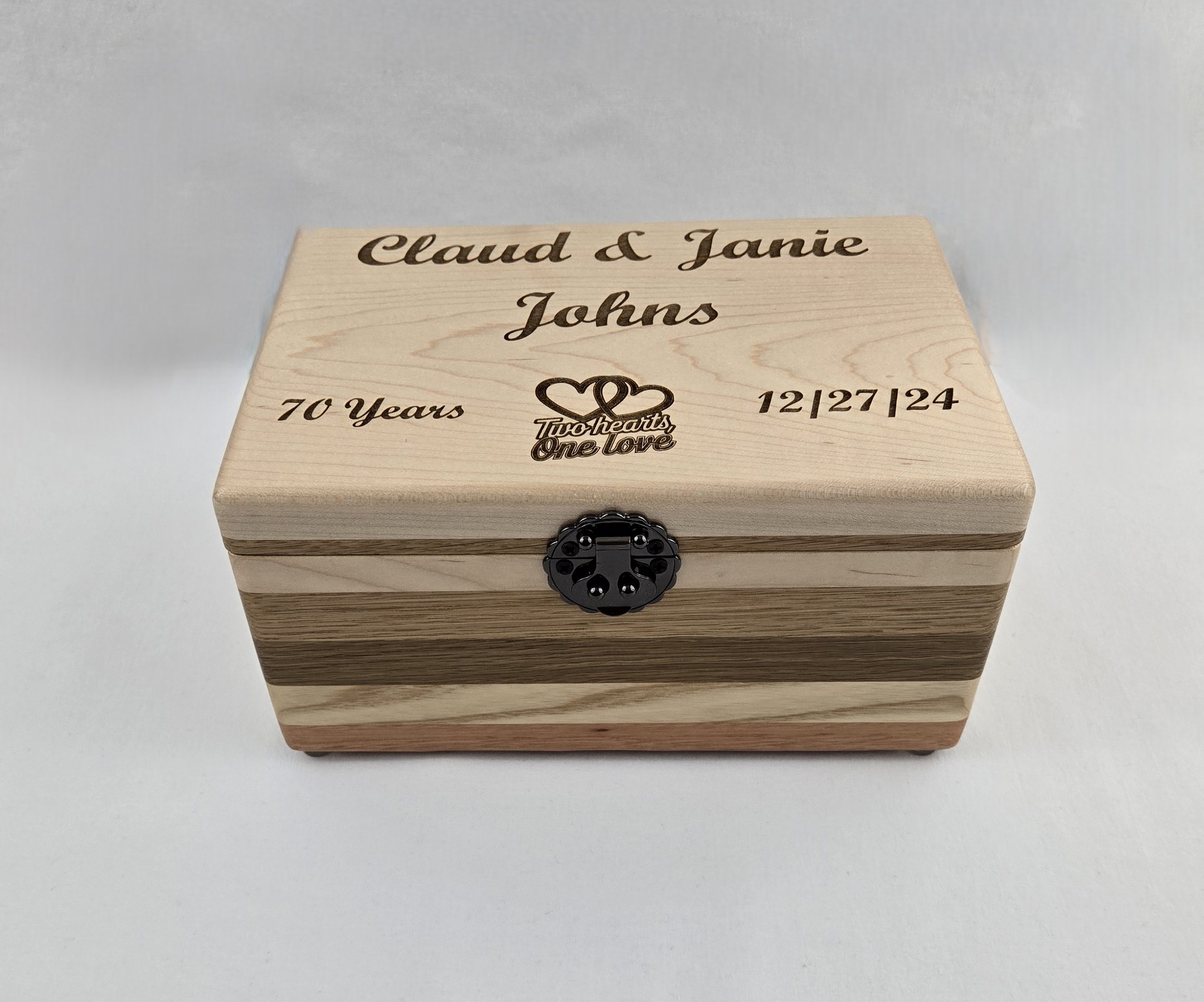 A special keepsake box with custom etching.