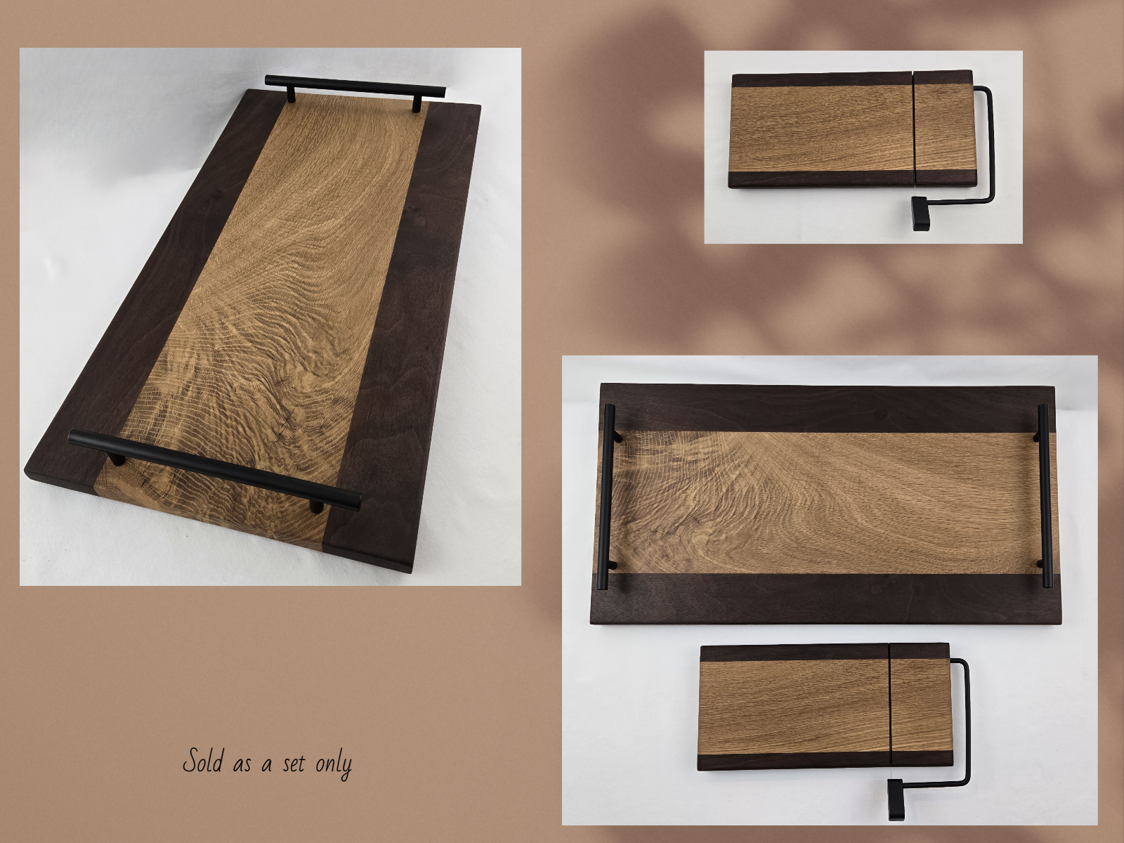 Walnut & Hickory Serving Tray and Cheese Cutter Set (565)