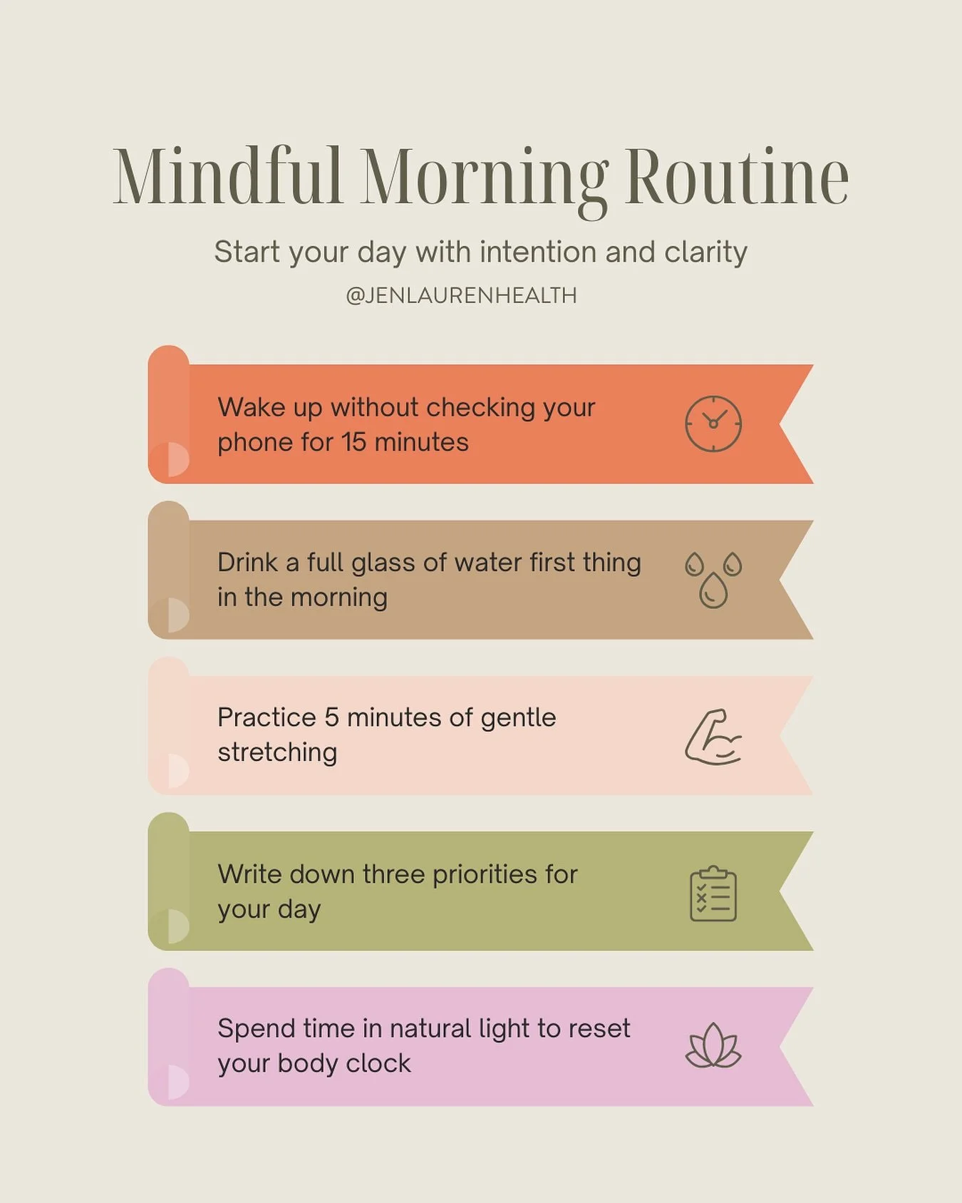 Taking care of our health doesn&rsquo;t need to be complicated. 

If you&rsquo;re trying to practice more self-care, try these morning tips to start you day off with some small habits 🫶🏼

Remember-we&rsquo;re not aiming for perfection (that doesn&r