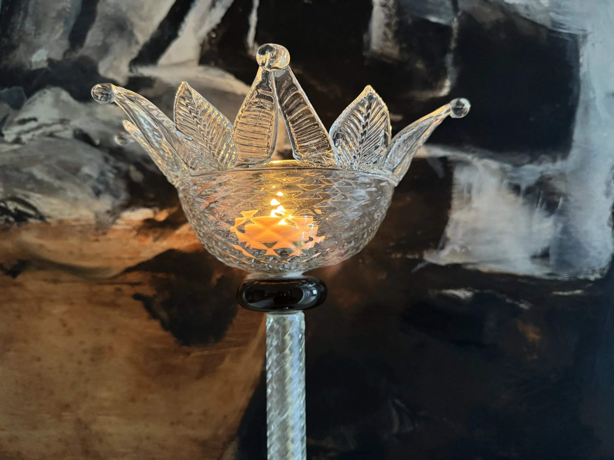 EXTRAVAGRANDE Candel'Arte collection, Fiore di Luce Serie, "Sole Mio" piece, Murano glass flower-shaped sculptural form by Gianna Alberi