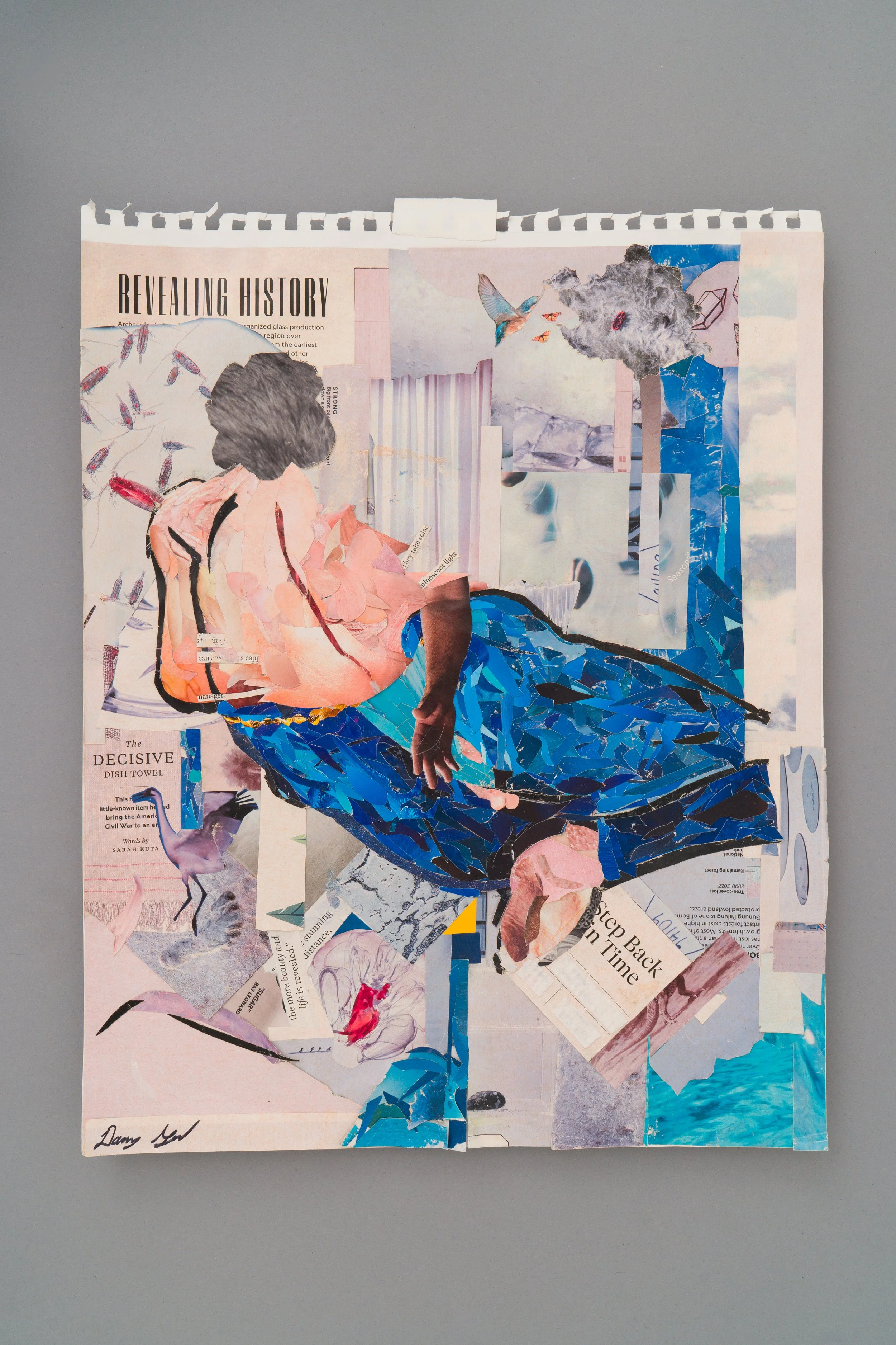 REVEALING HISTORY · collage on paper  · 11 x 14in