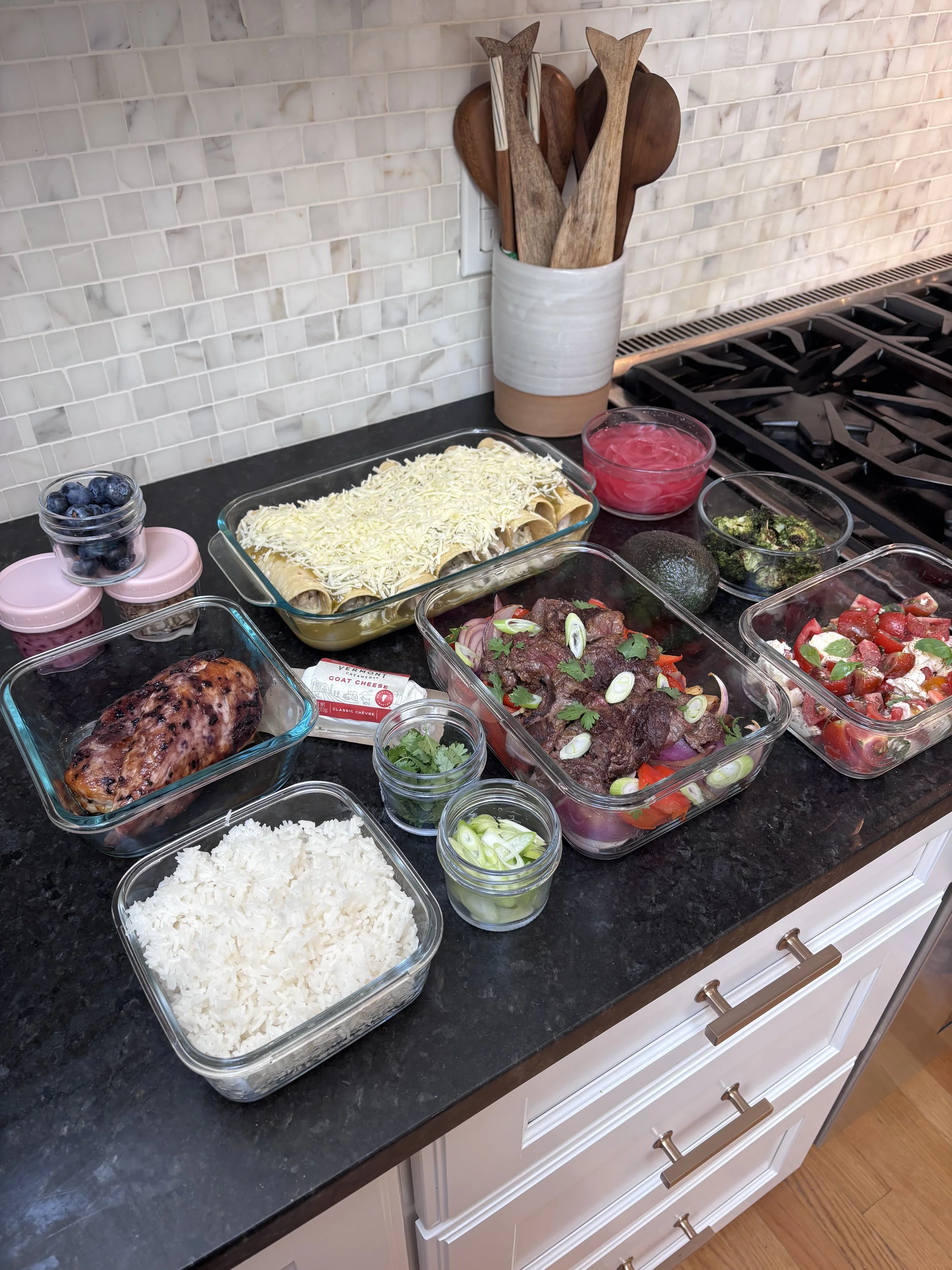 Weekly meal prep for families prepared by Boston-based private chef for meal prep.