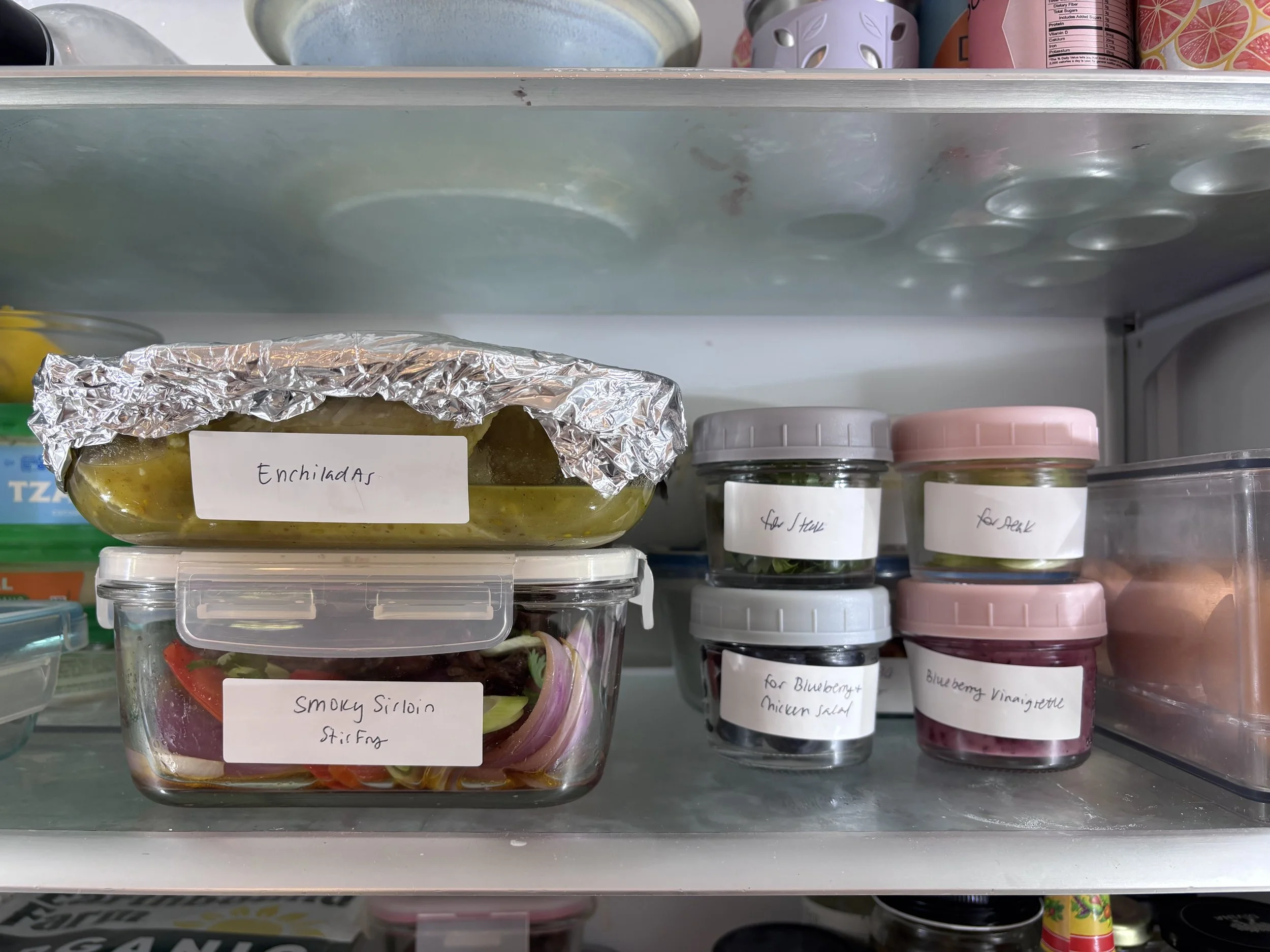 Meal prep labelled and prepared by Boston-based private chef for meal prep.