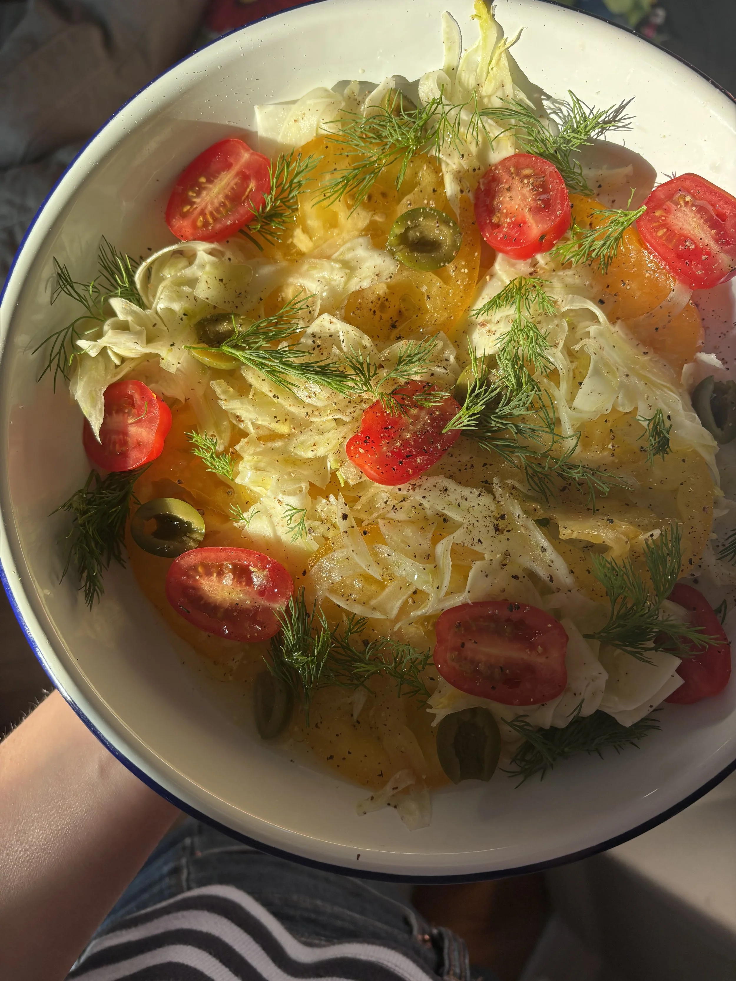 Tomato and fennel salad prepared by Boston-based private chef for meal prep.