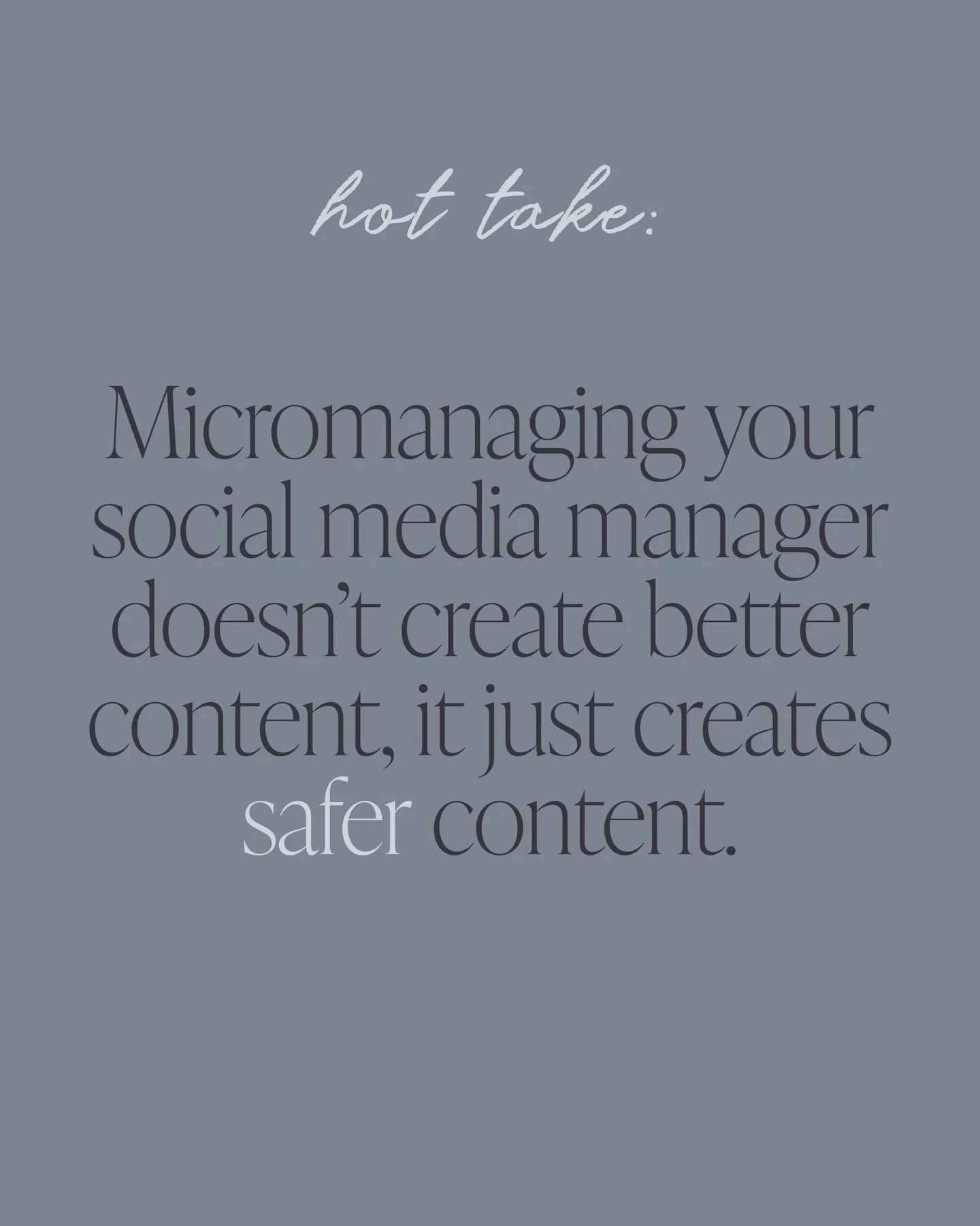 I said what I said 👀

Safe content usually means: familiar, predictable, and built to avoid discomfort&hellip; not built to connect, convert, or stand out.

Here&rsquo;s why: when every post has to run the routine of tiny tweaks, over-explaining, an