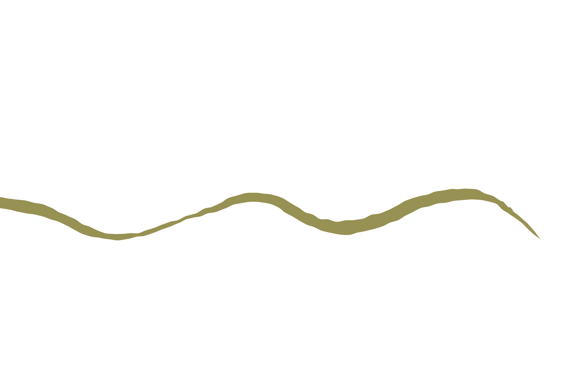 Simple line drawing of a mountain range with a few peaks and a curving base, in a beige color on a black background.