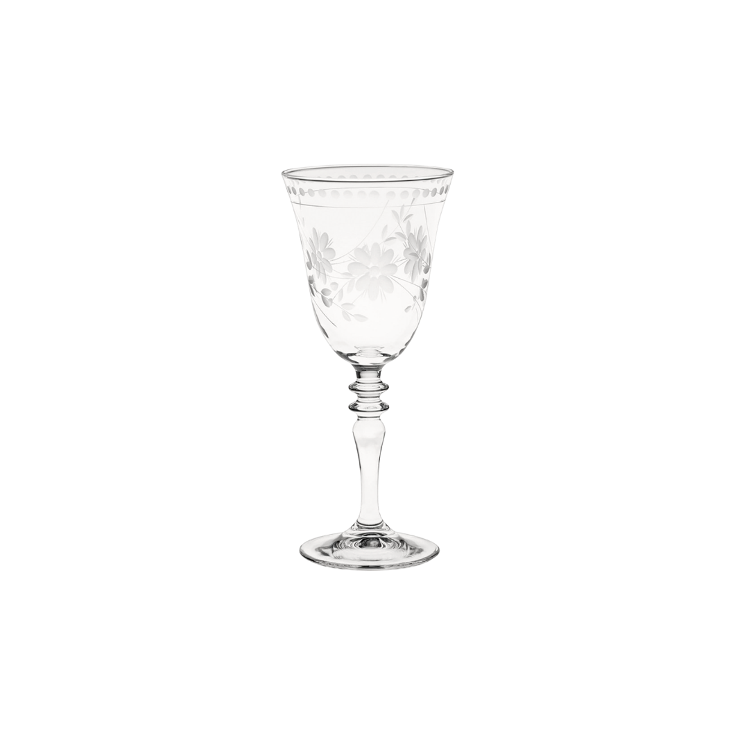 Vintage Etched Wine Glass