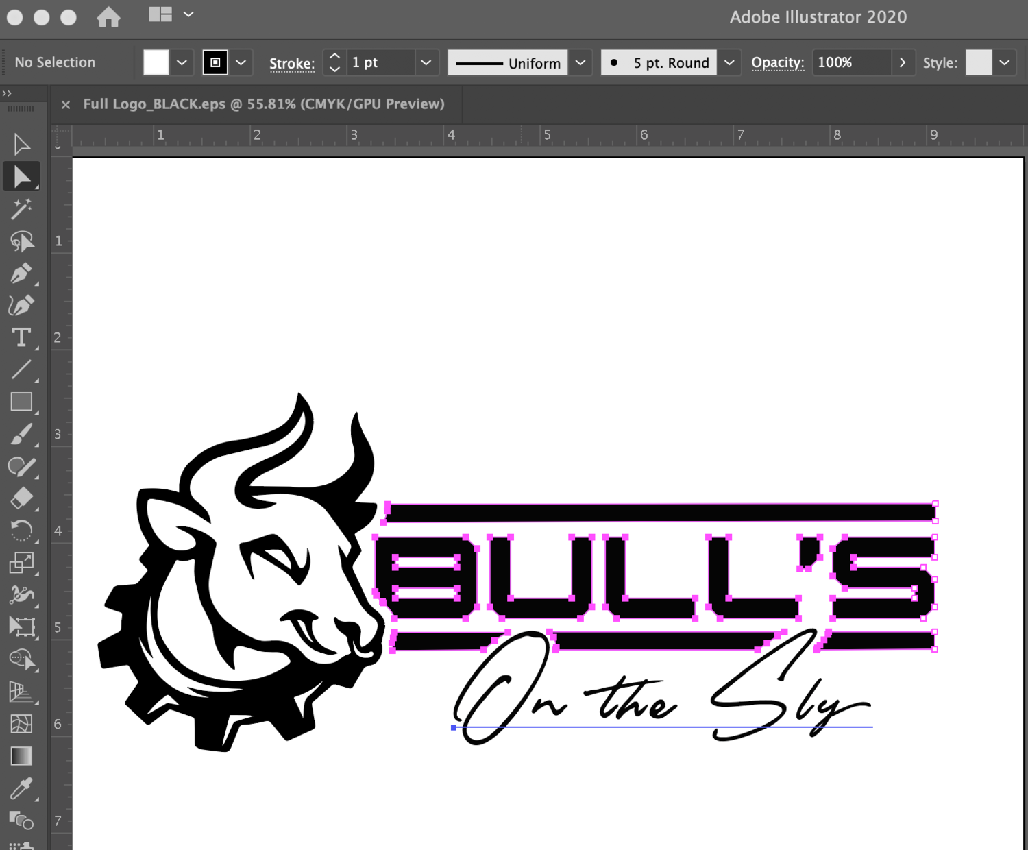 Screenshot of the final logo in adobe illustrator being vectorized