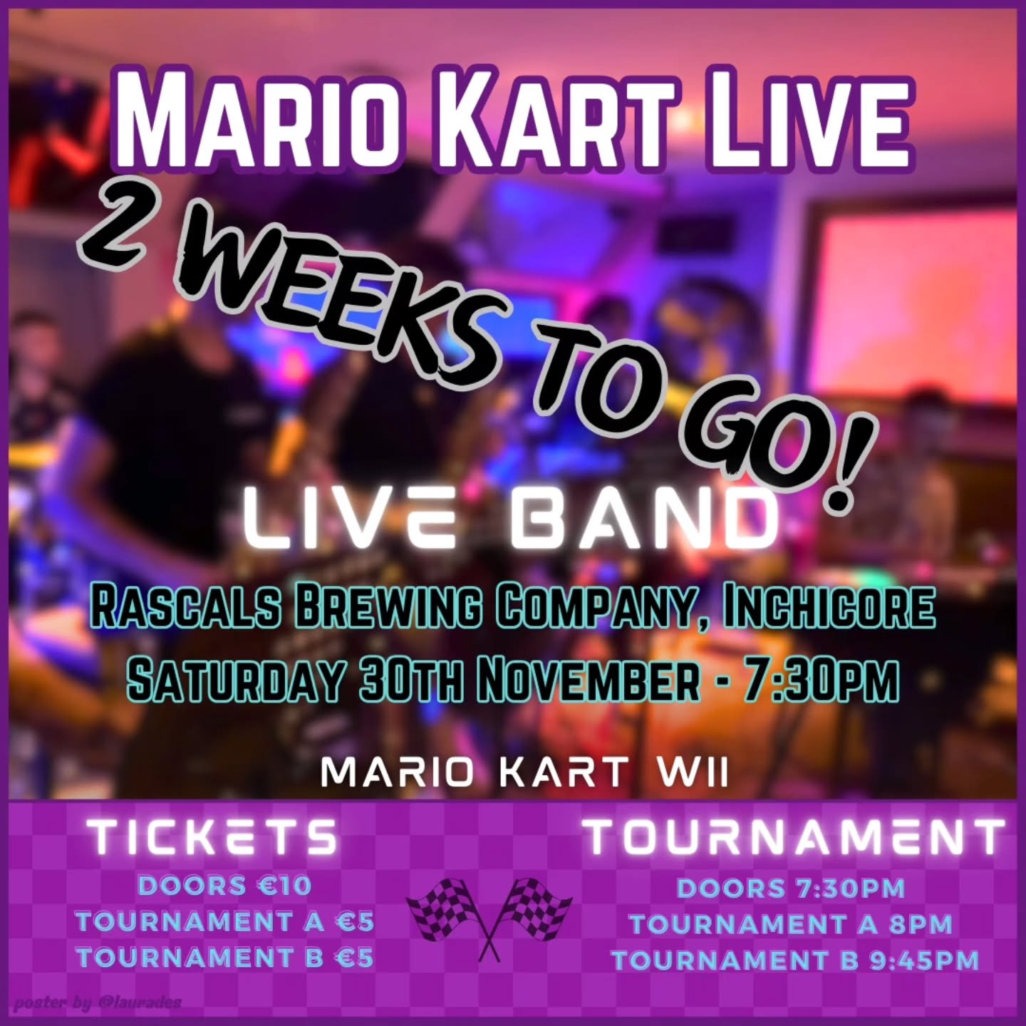 😱 Just two weeks to go now until our first Dublin gig in Rascals Brewing Company, Inchicore!
🎟 Be sure to get your tickets from our bio, or simply just look up Mario Kart Live tournament on Eventbrite. Be sure to get them soon before they sell ou
