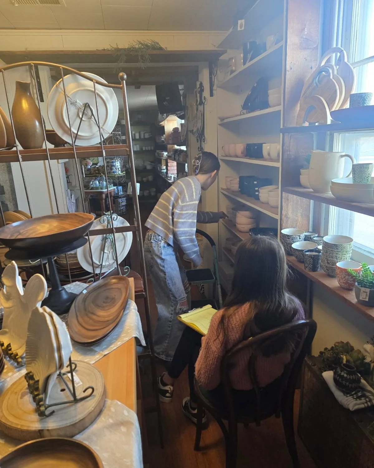 Customers walk in our store all the time and say, "How do you do inventory here?!" 
The answer is pretty simple- pen, paper, count. It doesn't take quite as long as you'd think and it often ends in laughter, especially when my daughters hel