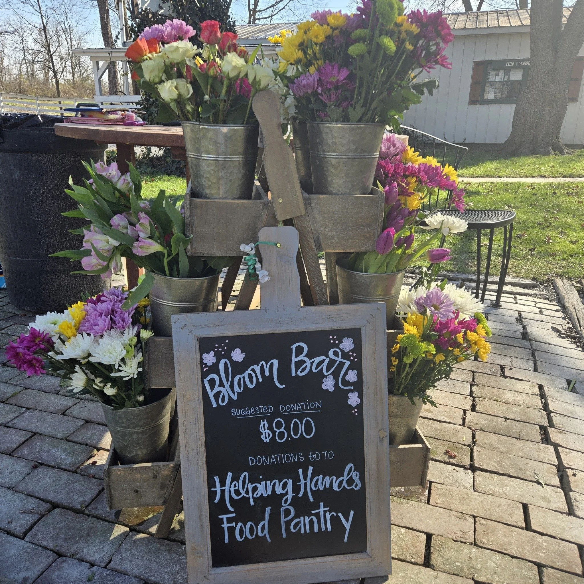 Build a bouquet, sign up for door prizes, taste some locally made treat! Bunnies and Blooms is underway!!