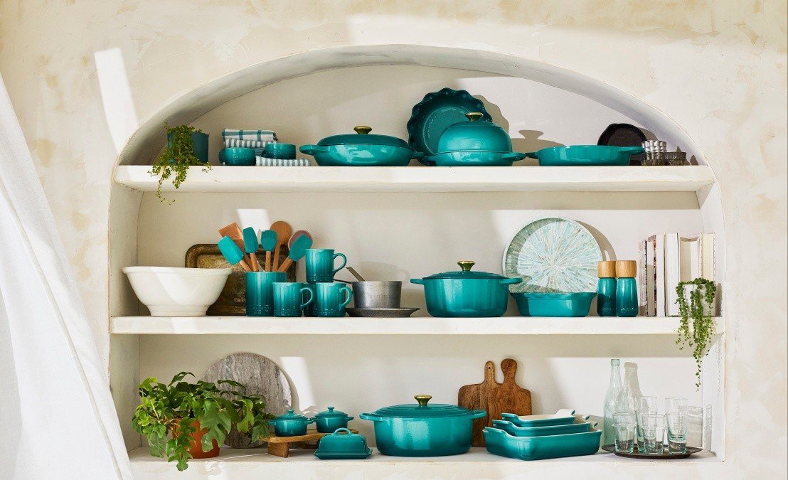 The first in colorful cookware is at it again! Riviera, Le Creuset's newest color is in store now!