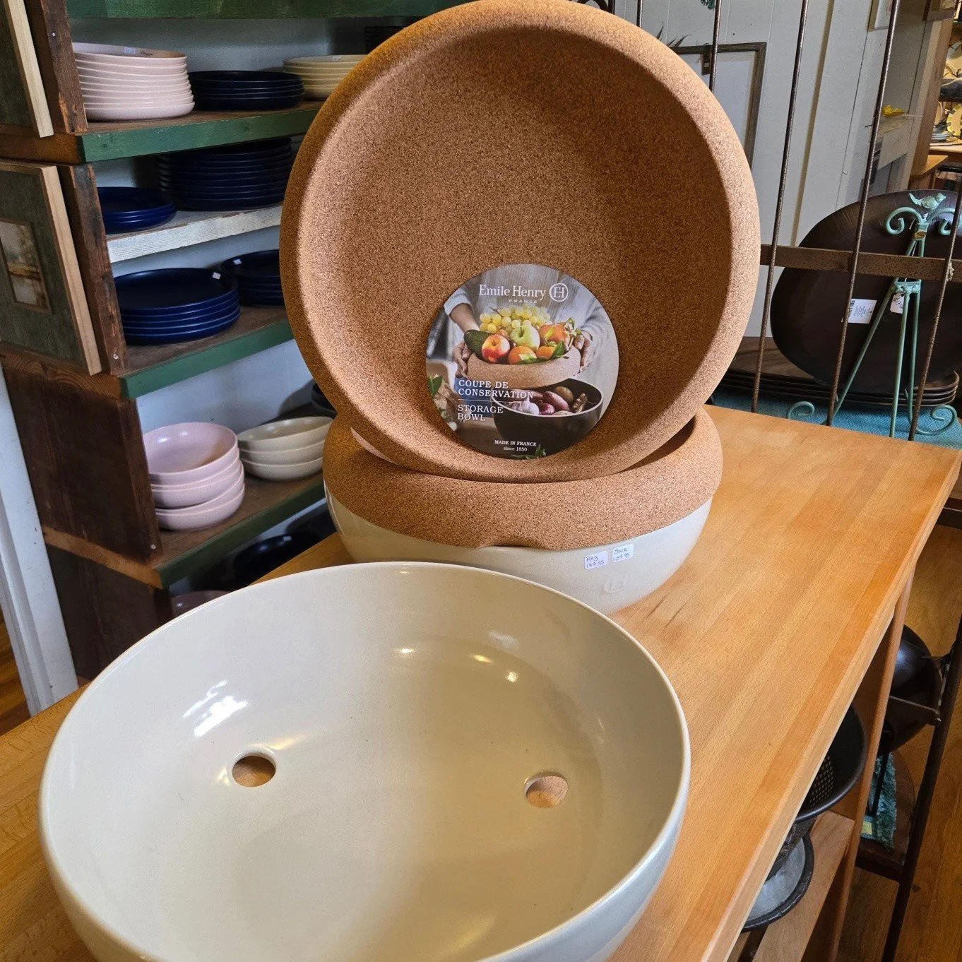 A new item that is as beautiful as it is functional! The Emile Henry storage bowl provides air holes in the base for root vegetables and a cork lid on top for fruits. Did you know cork naturally repels fruit flies extending the life of your produce?!