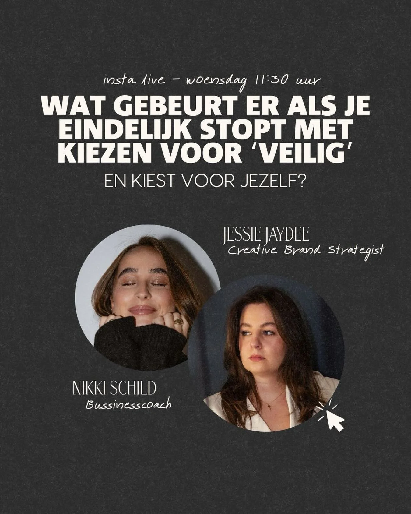 Wat als je stopt met veilige keuzes maken in je business en voor de volle 100% je eigen visie achterna gaat? En gaat staan voor je waarde?

Woensdag 11:30 uur nemen wij je live hier op Insta mee in de keuzes die wij hebben gemaakt en wat het ons heef