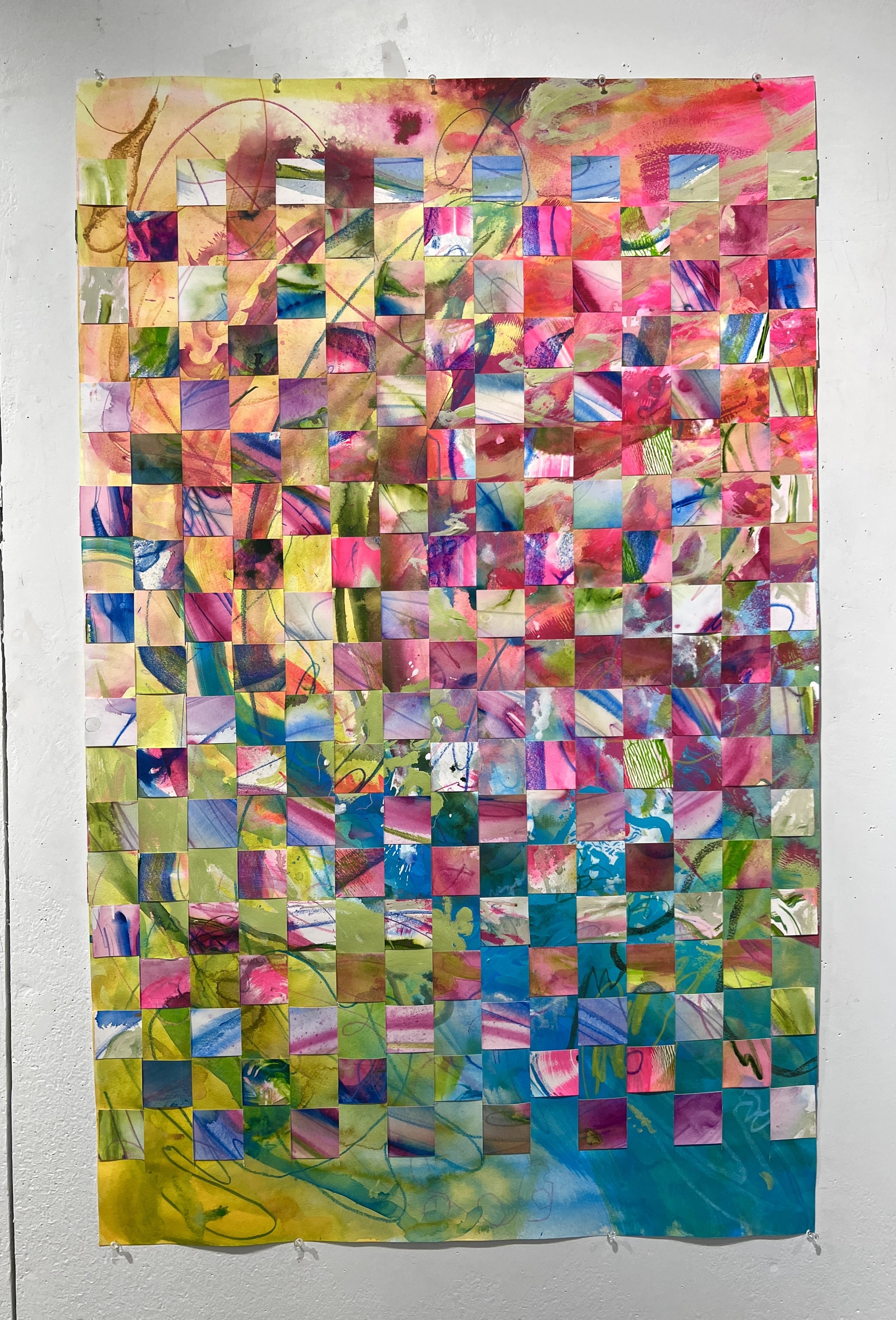 acrylics, acrylic inks, watercolors, pencil, paper, 2025