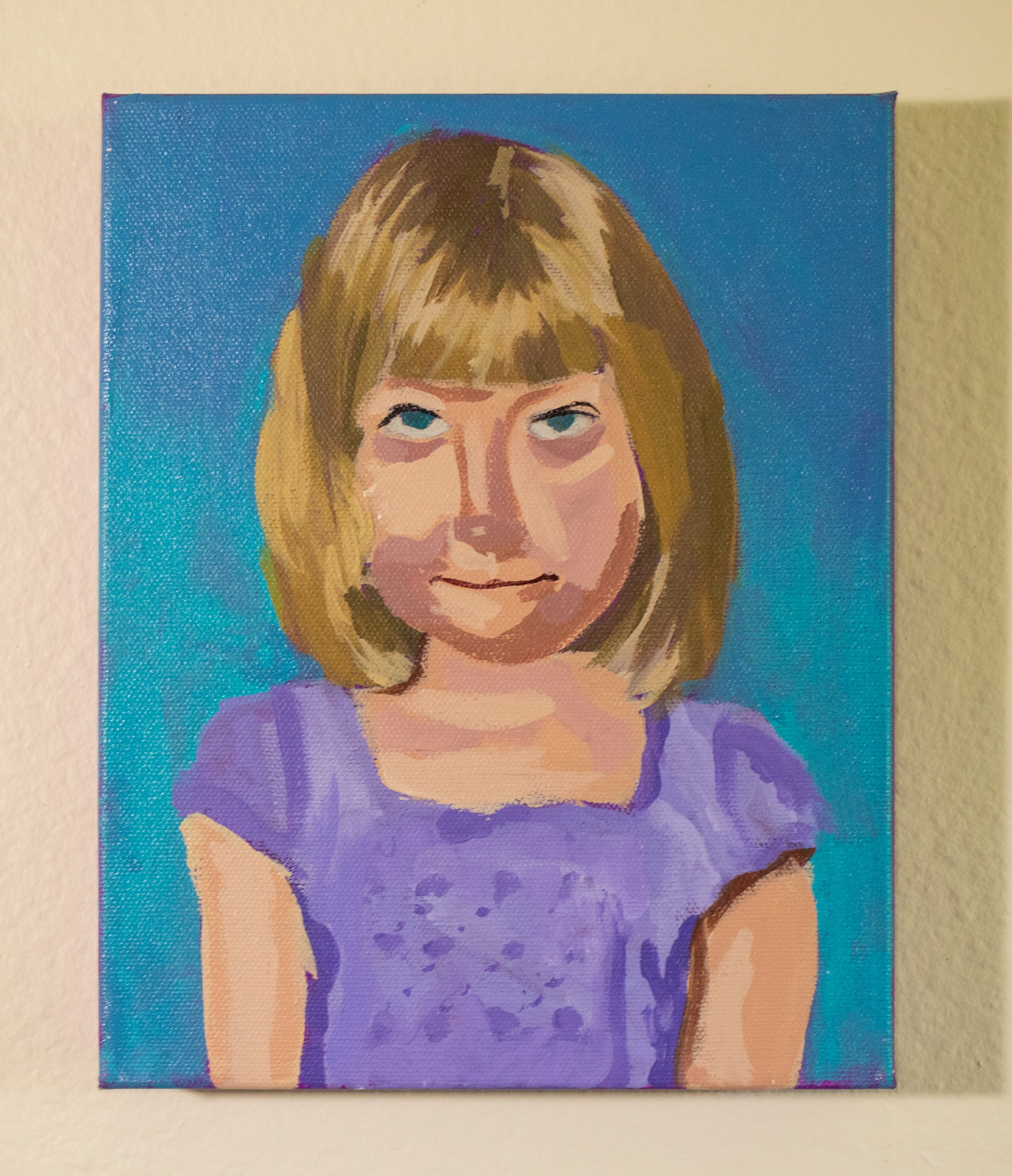Camryn School portrait, acrylic on canvas, 2024