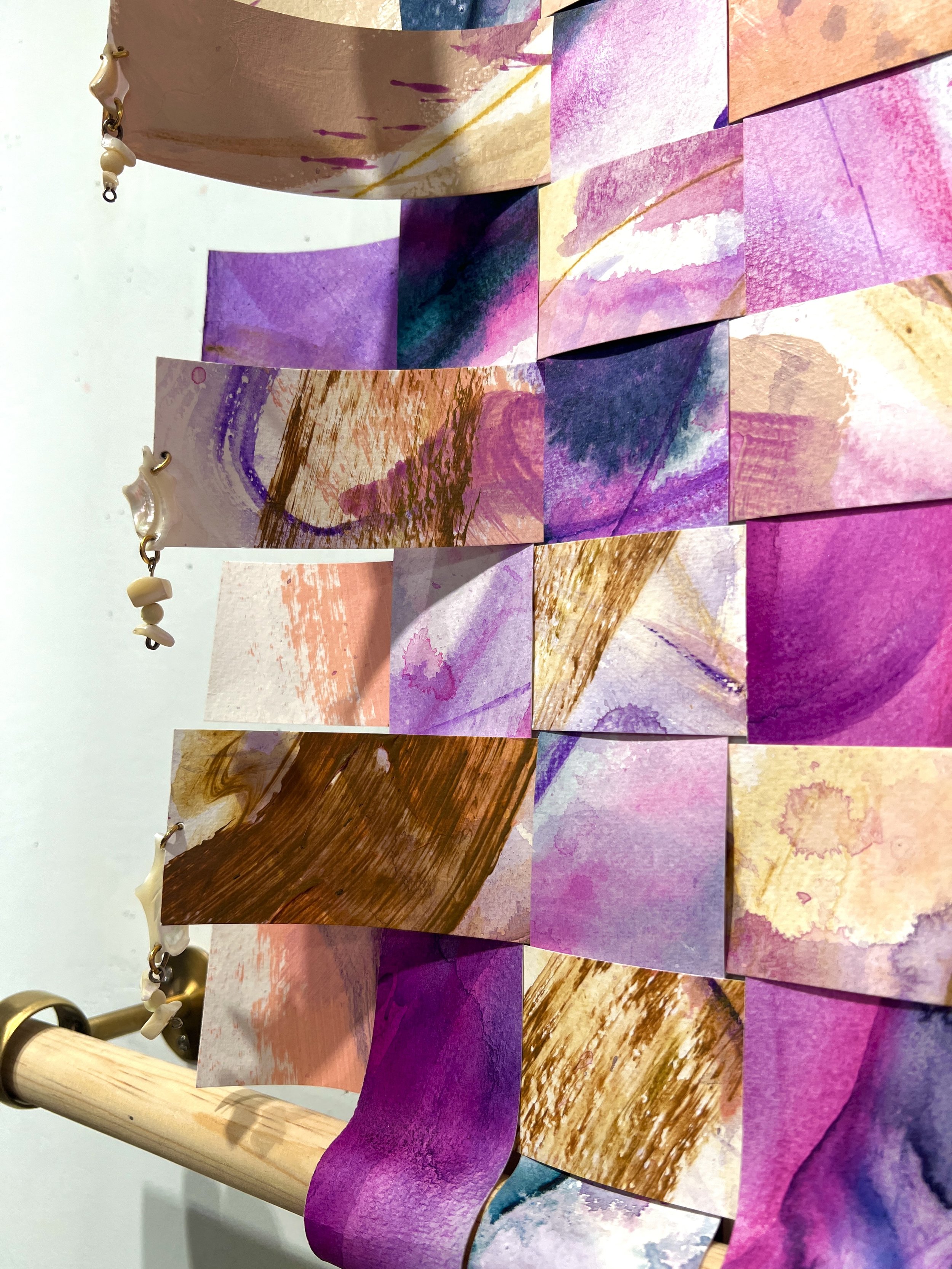 Ceiling Tiles, paper, acrylics, acrylic inks, watercolor, beads, wood, foam core, 2025