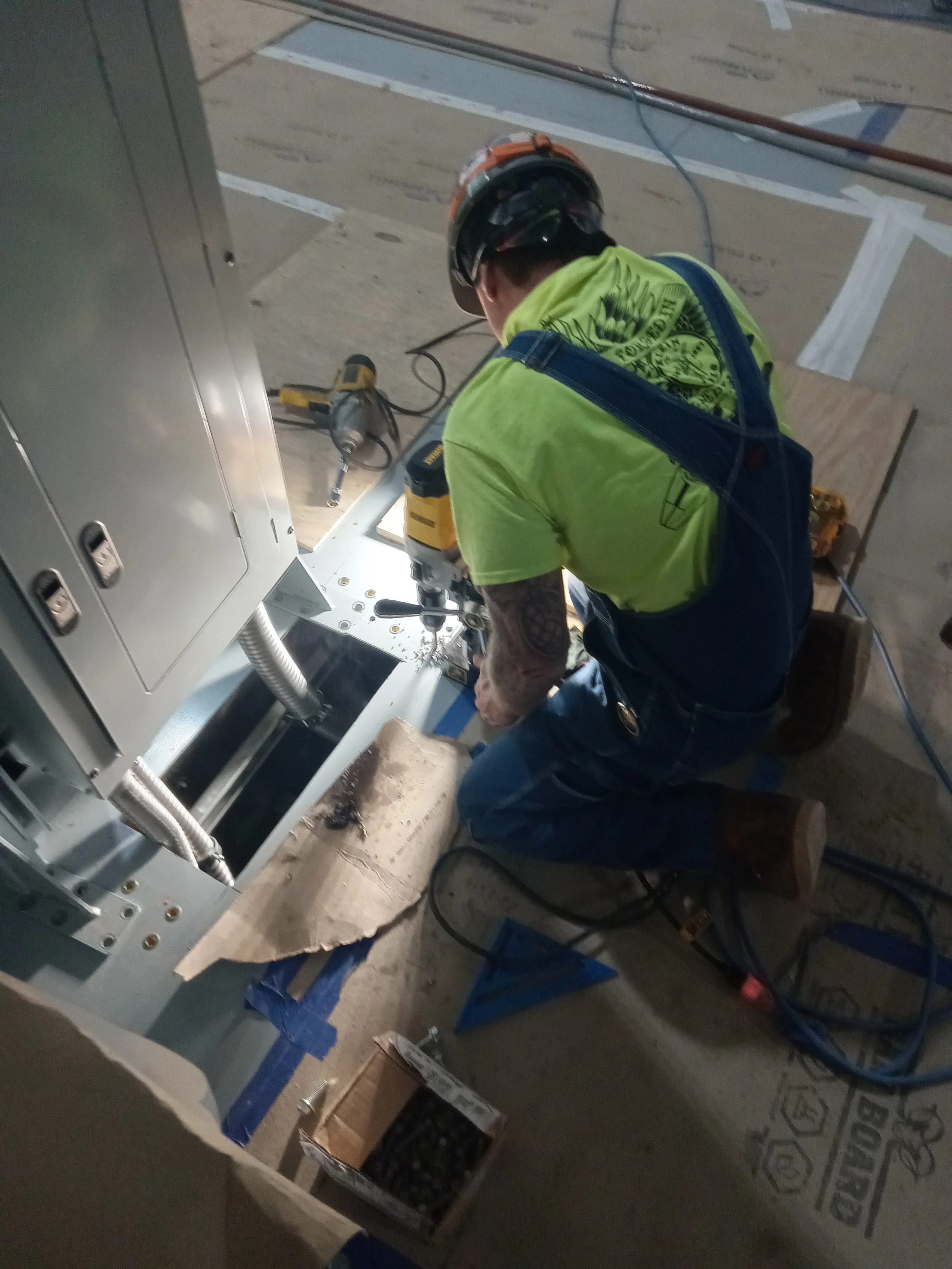 Panel installations, raceways installation underneath raised metal floor.