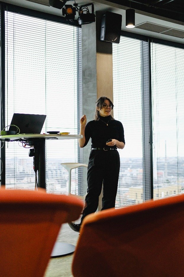 Giving a workshop presentation at Škoda headquarters in Prague.