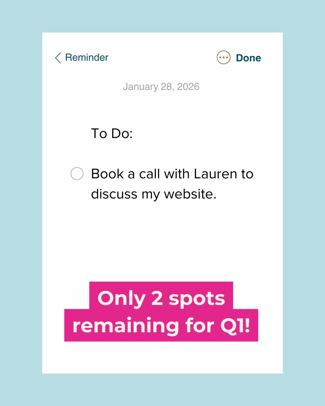 Is updating your website on your list for 2026?

If your answer is YES, but...

What is your BUT?

I'd love to know what's keeping you from moving forward on updating your website. Hit me up for a free 20-min call to talk all about it.