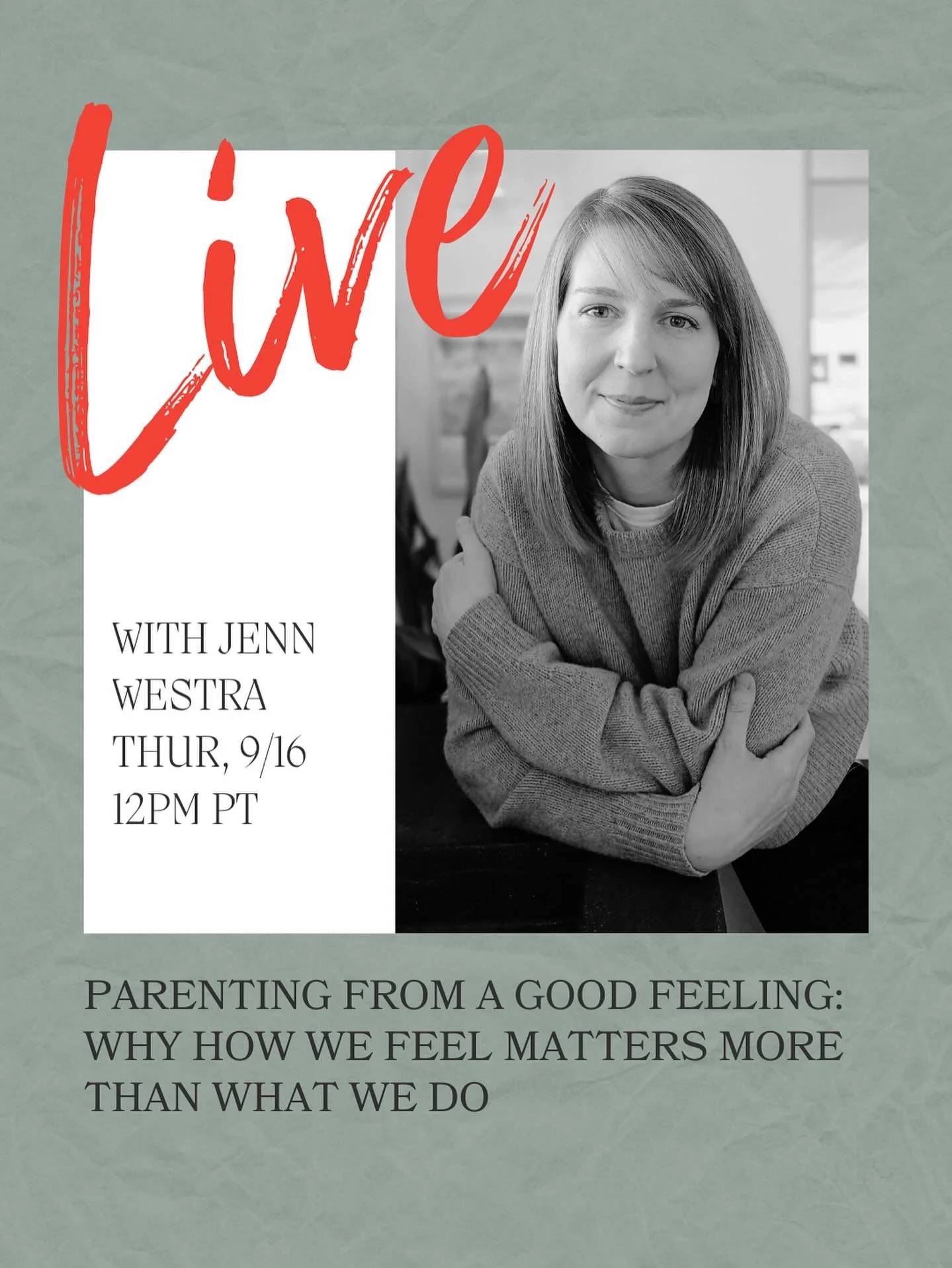 Come join me  for a thoughtful conversation with Jenn, who is a friend and a colleague. We will talk about what role, if any, our thinking plays in our parenting. 

📆Tomorrow at 12pm PT

#thoughtfulparenting #winslowcoaching #parenting #parentingfro
