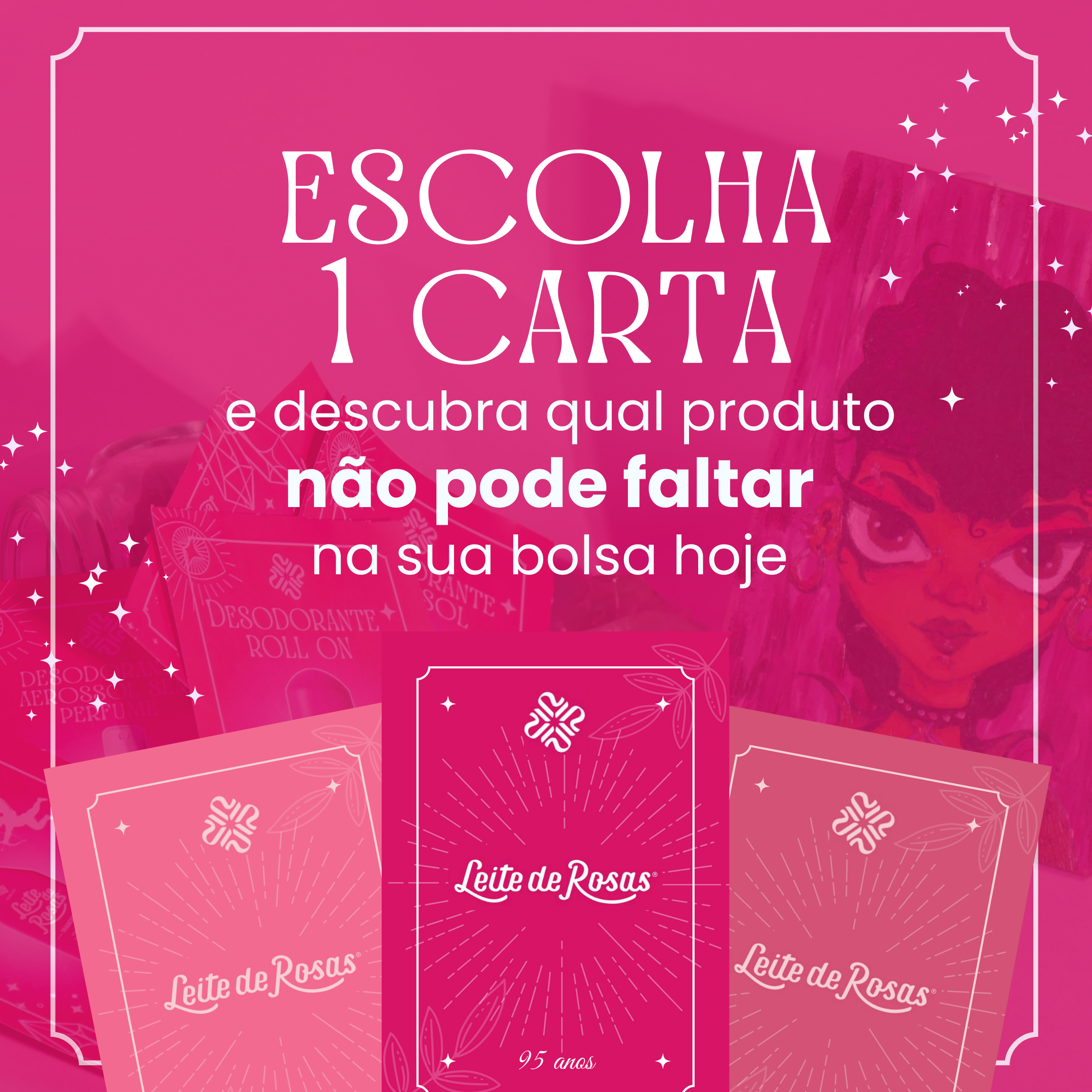 Embalagem rosa de leite de rosas para comemoração de 95 anos com detalhes de estrelas e vaidade