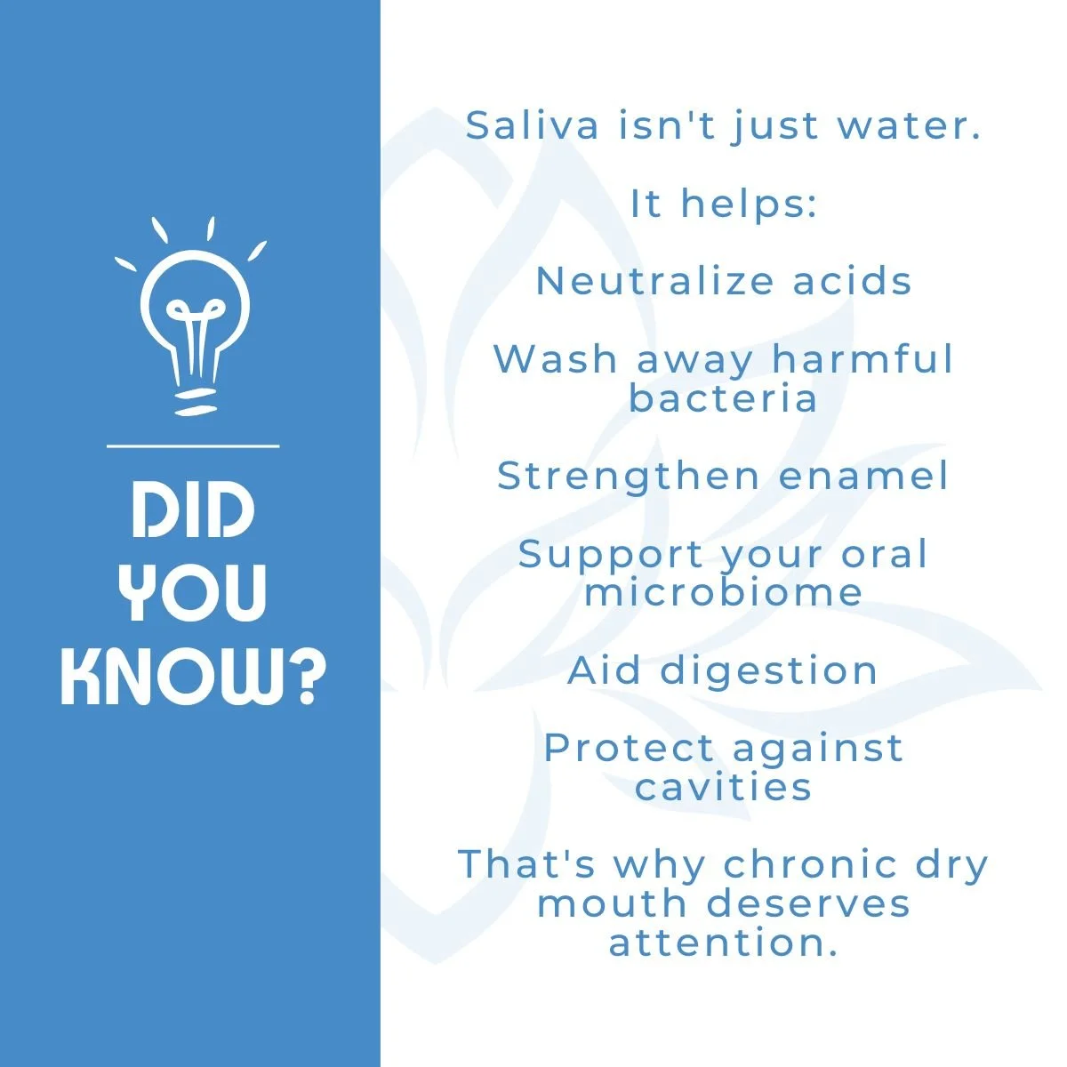 Did you know? Saliva isn't just water, it helps: