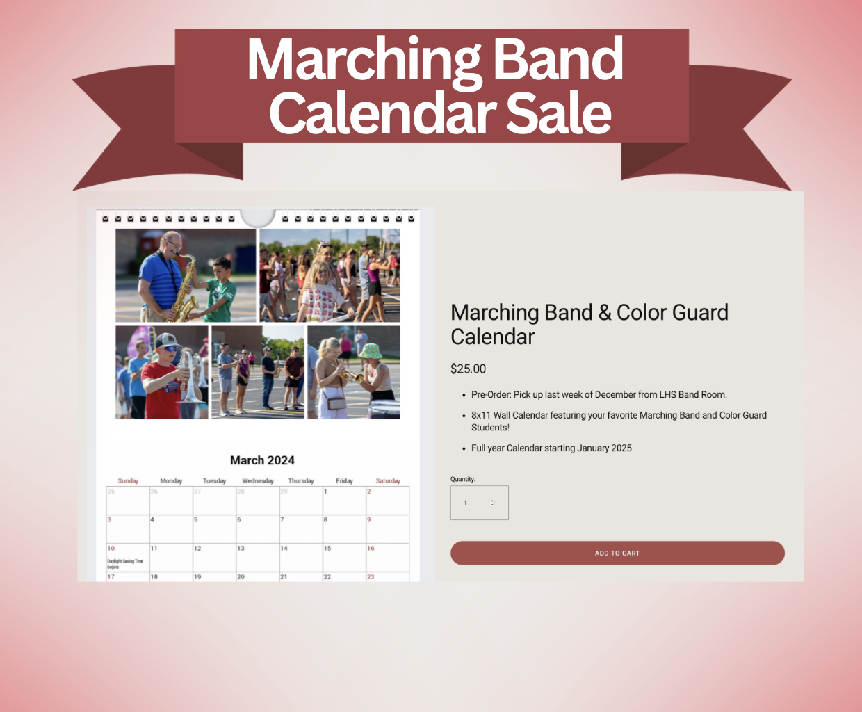 Marching Band & Color Guard Calendar Sale