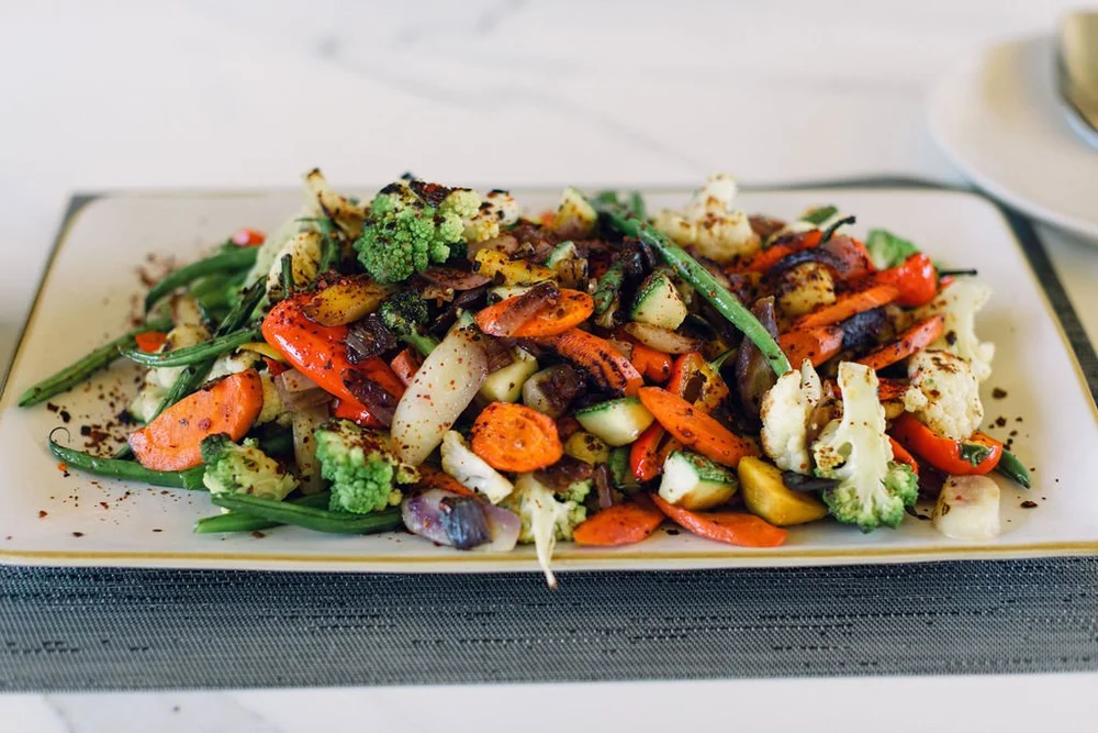 A chef-cooked lunch of roasted vegetables