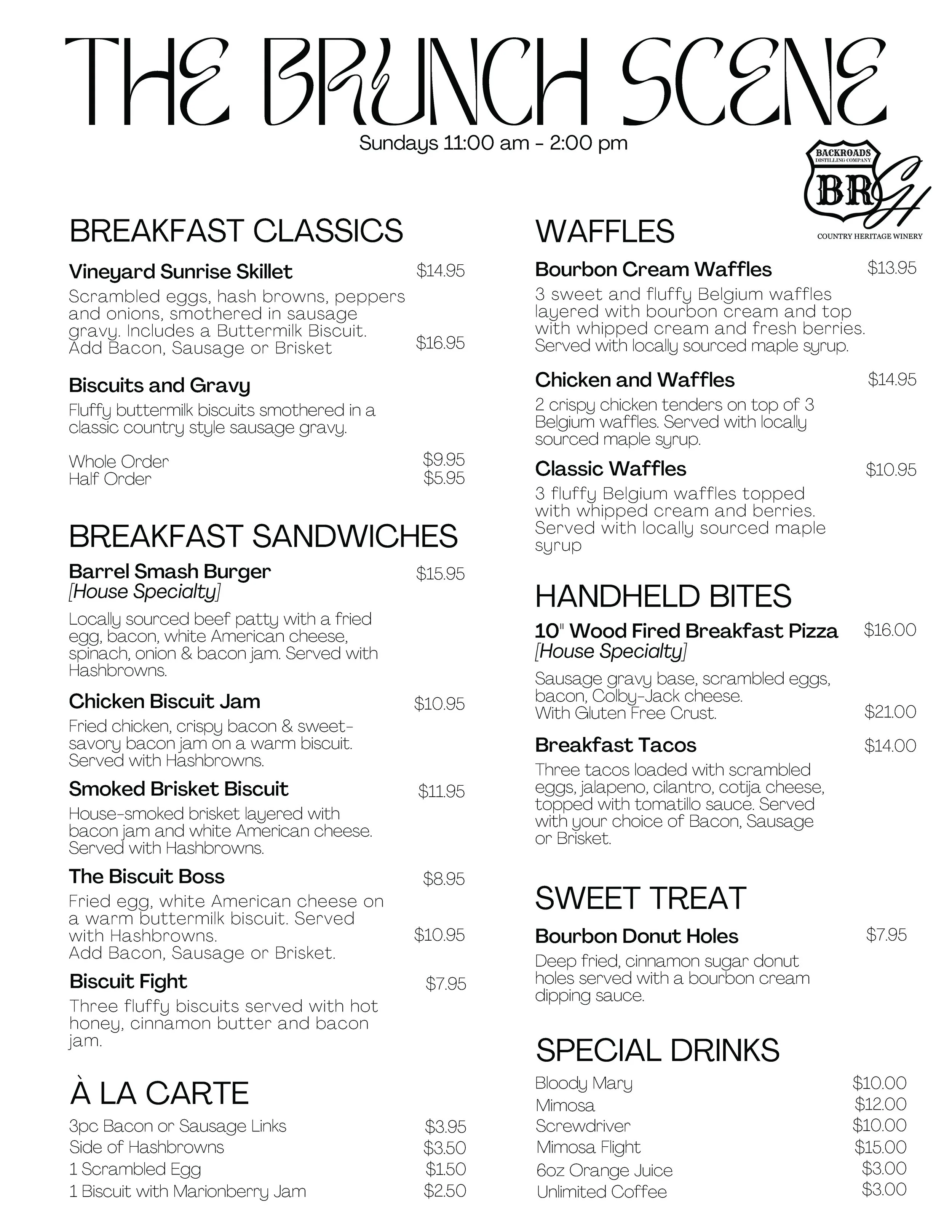 Menu 8191 Winery Food & Beverage Menu | Country Heritage Winery — Country ...