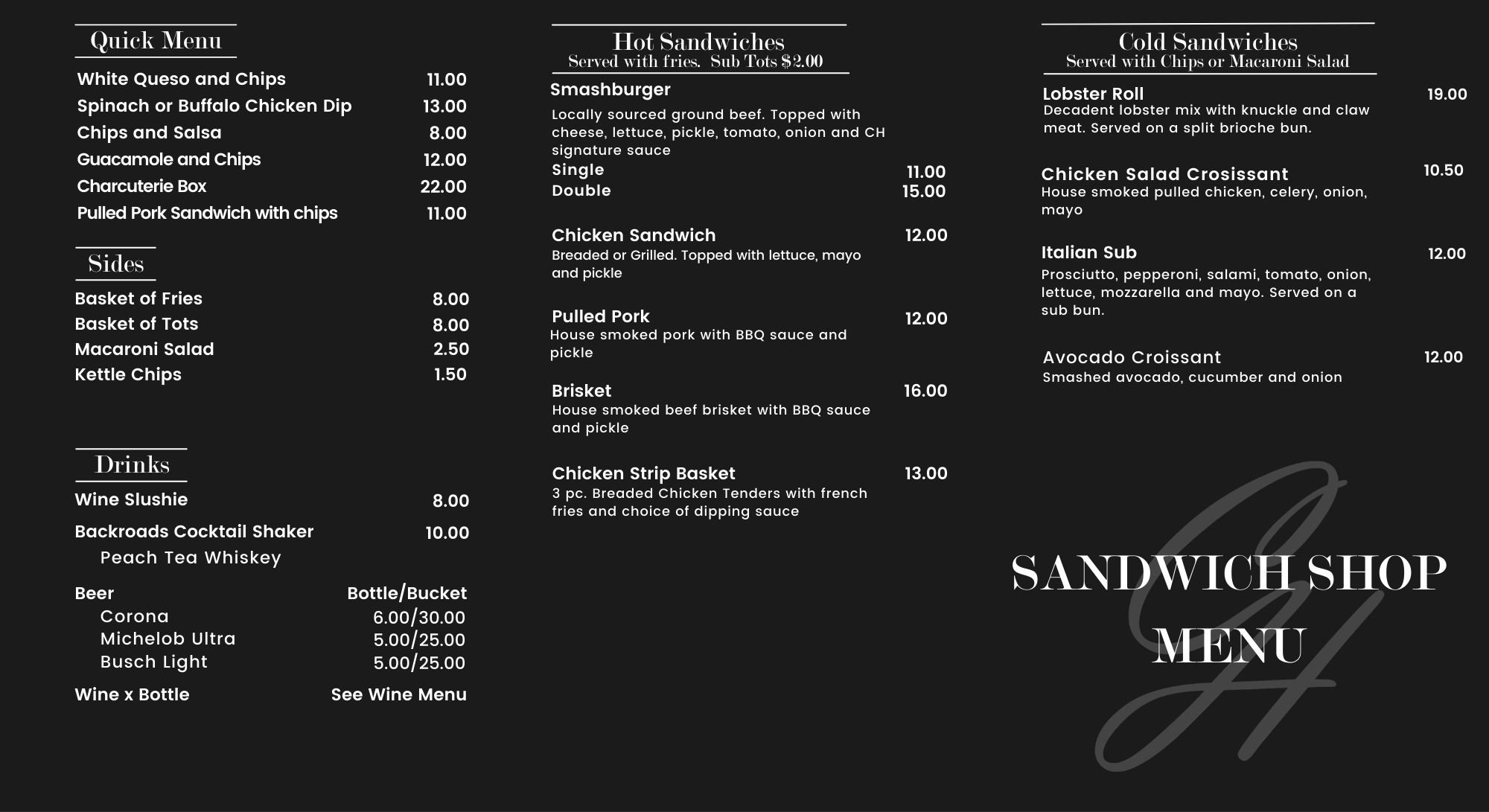 Menu 8191 Winery Food & Beverage Menu | Country Heritage Winery — Country ...