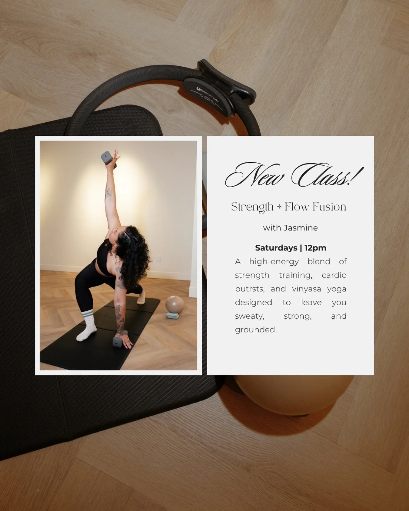 Meet your new Saturday obsession 🔥

Starting June 6, join Jasmine every Saturday at 12PM for Strength + Flow Fusion &mdash; a powerful blend of strength training, cardio, and vinyasa yoga designed to leave you feeling strong, energized, and grounded
