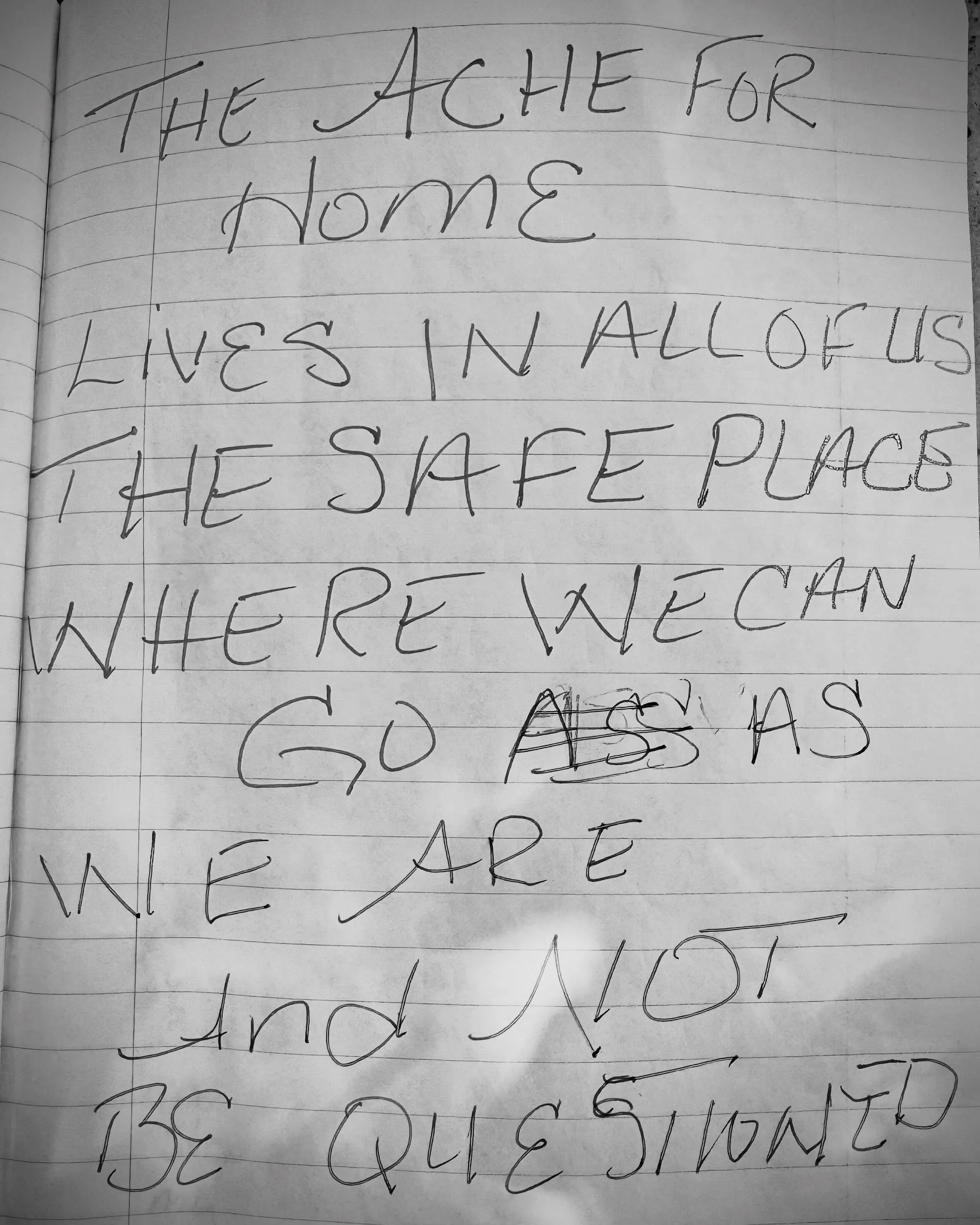 Here&rsquo;s a dispatch from the streets
on the importance of home:

&ldquo;The ache for home 
lives in all of us&mdash;
the safe space 
we can go as we are 
and not be questioned.&rdquo;

Every child of God needs housing.
And we all need a home.

Je