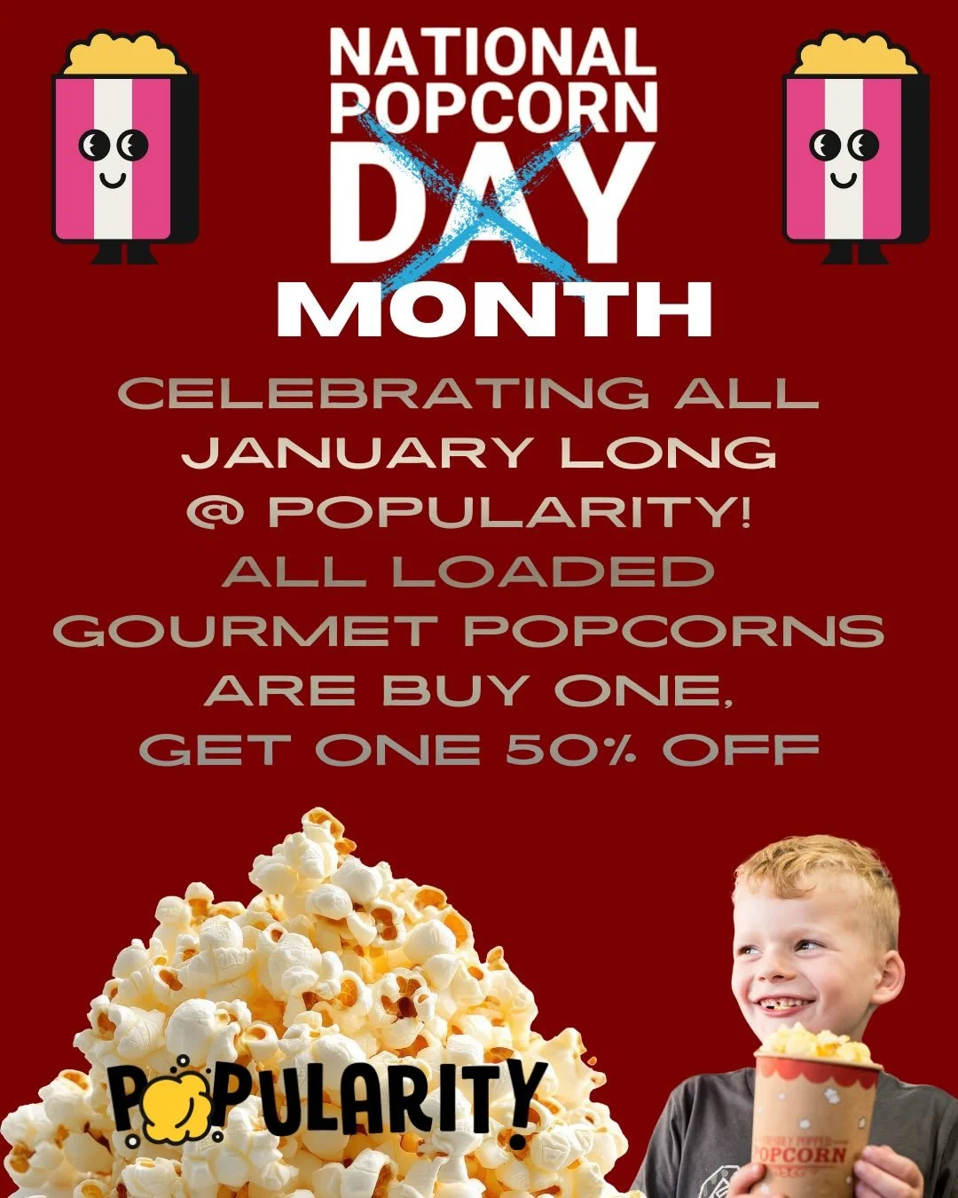 Monday, January 19th, is #nationalpopcornday but since we&rsquo;re as obsessed with popcorn as Gollum is with shiny rings (MY PRECIOUS 🍿!) we had no choice but to turn the celebration from one day to the ENTIRE MONTH! 

🗓️All of our custom-crafted,