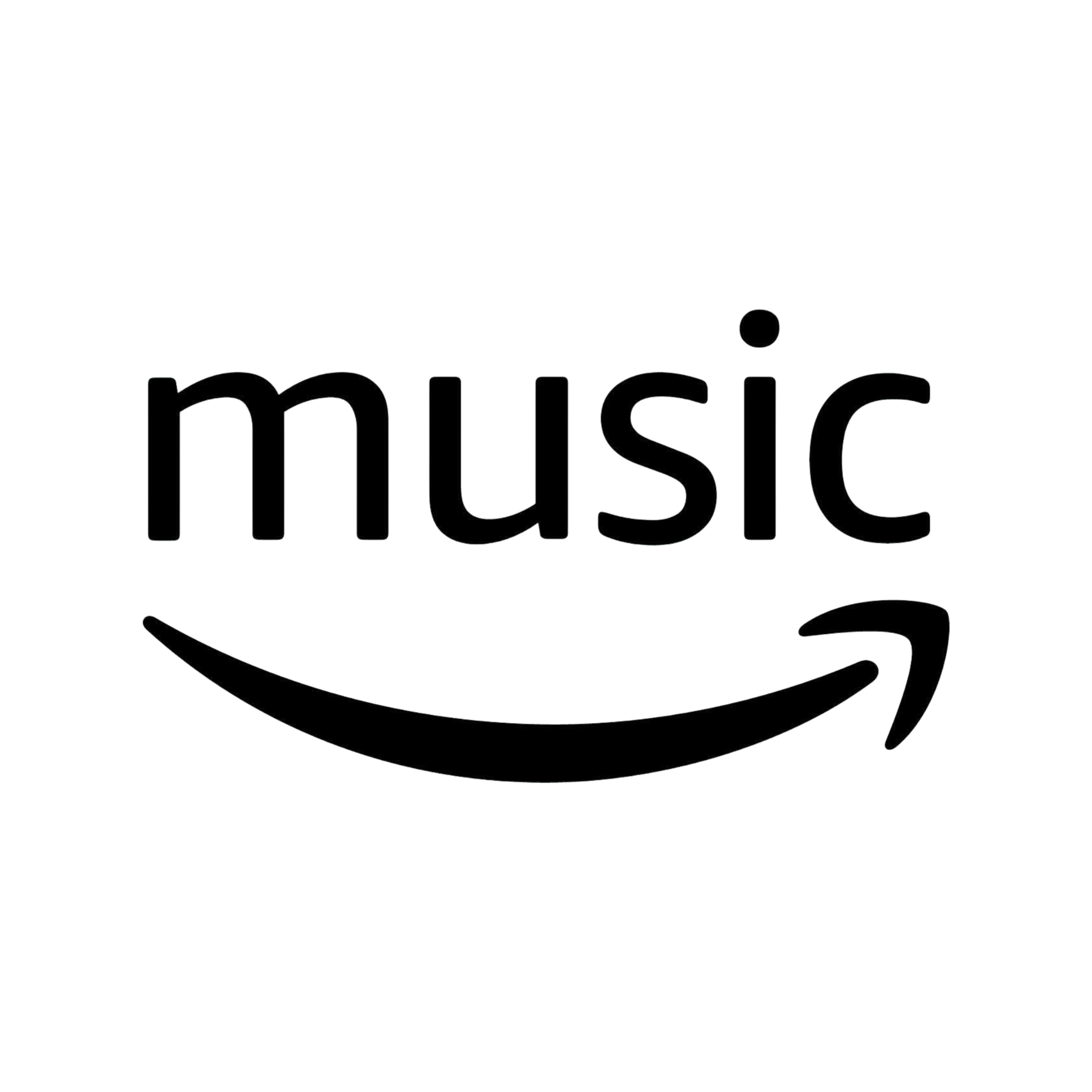 The Amazon music logo with text in black and a smile-shaped arrow underneath.