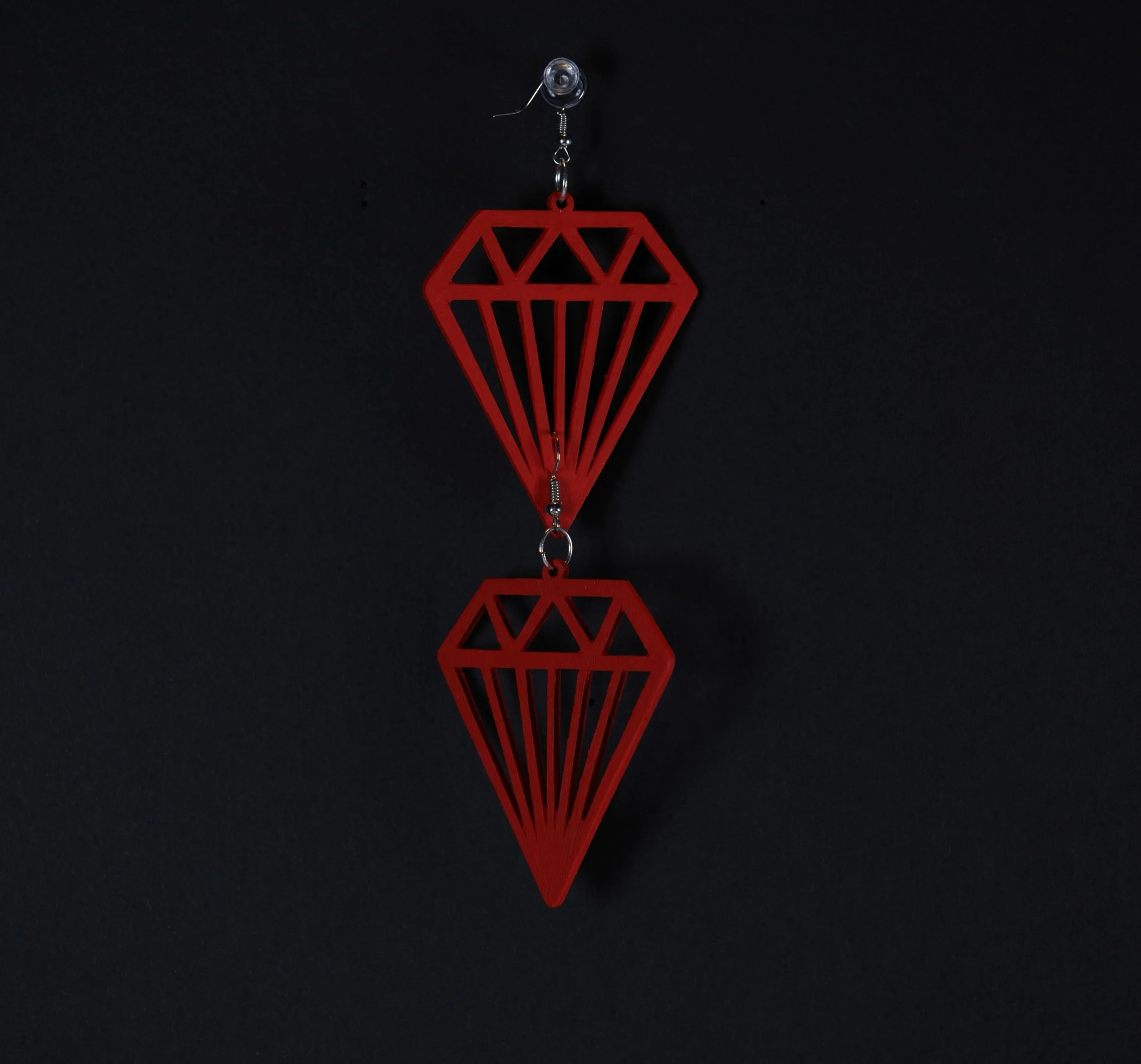 Wood cut Earring - Diamond