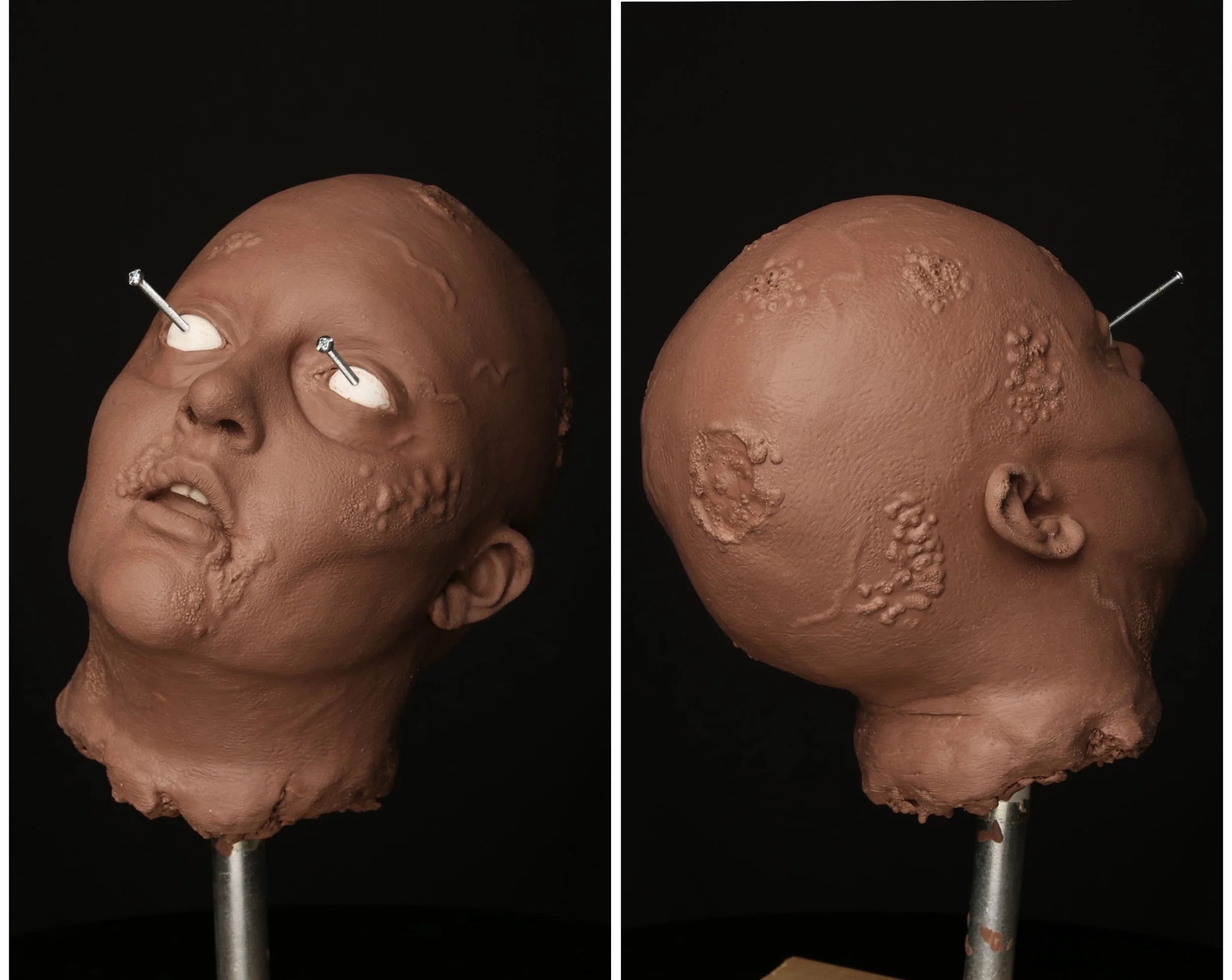 Severed head sculpted in Monster Clay 