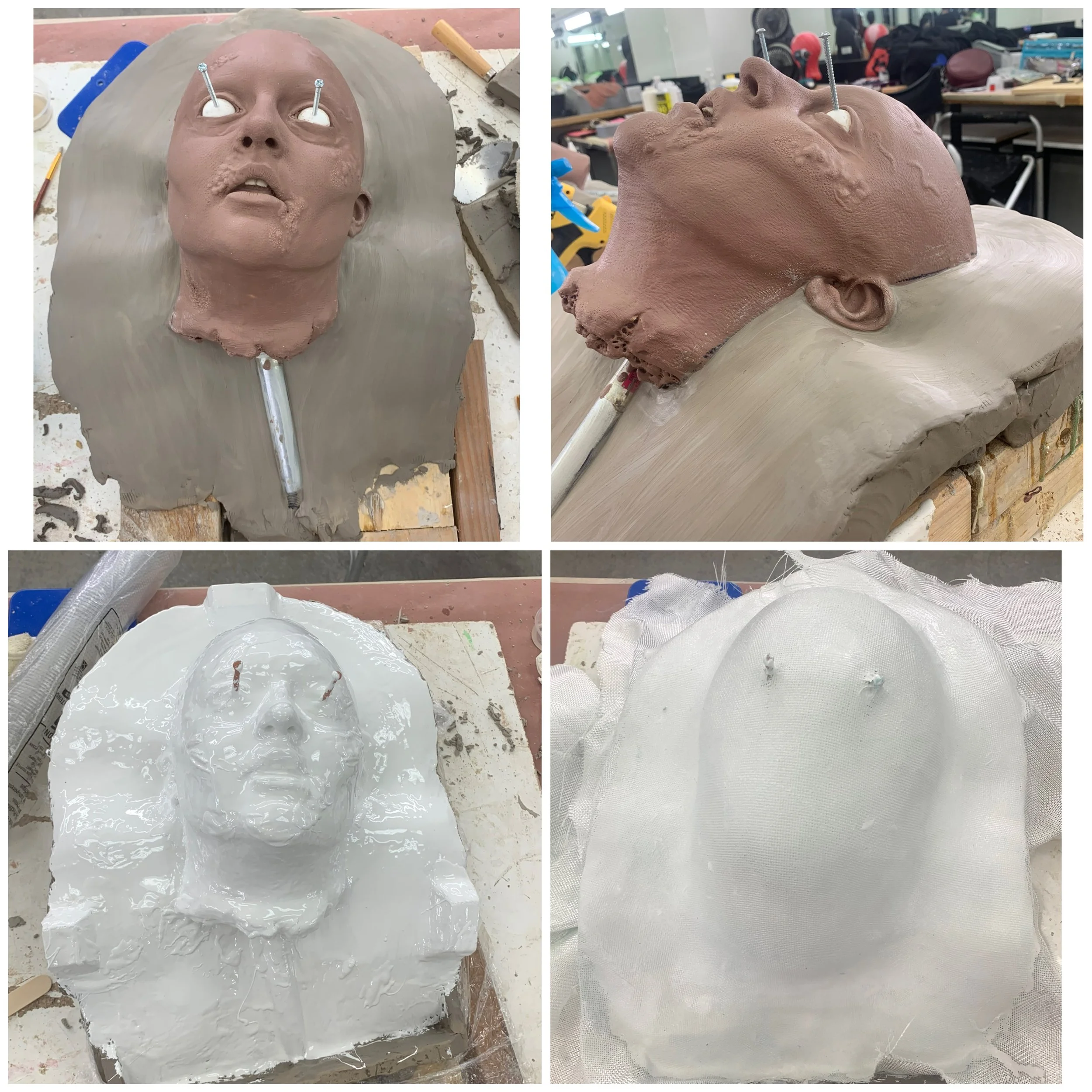 Two-part resin and fiberglass mold severed head