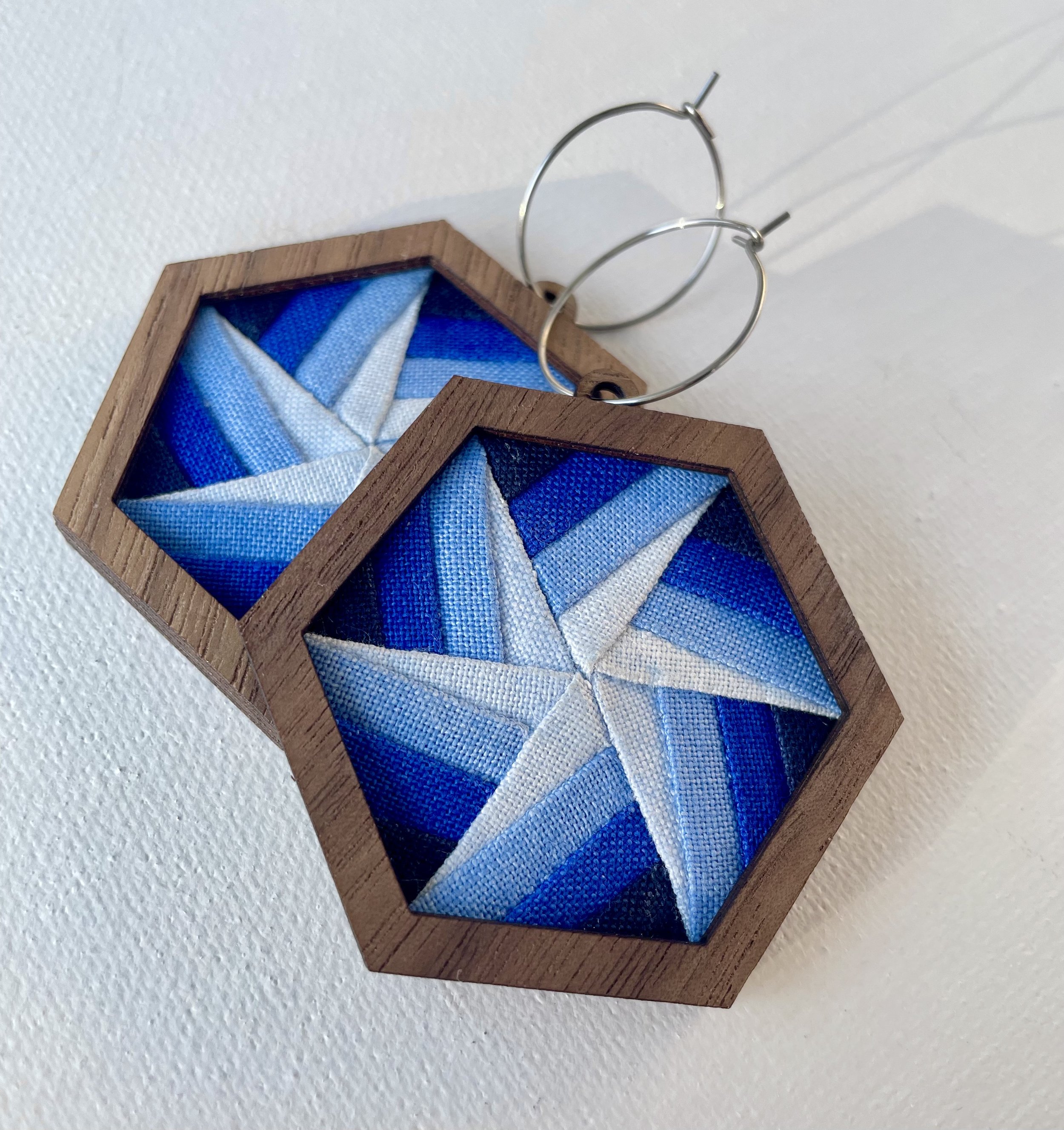 Foundation Paper Pieced Hexagon Earrings By SHE Icon, Jen Wagner, Snapdragon Quilts