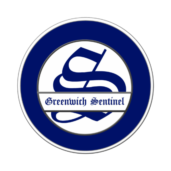 Greenwich Sentinel logo with a stylized 'GS' in dark blue inside a white circle, bordered by a blue ring, and the text 'Greenwich Sentinel' in blue across the middle.