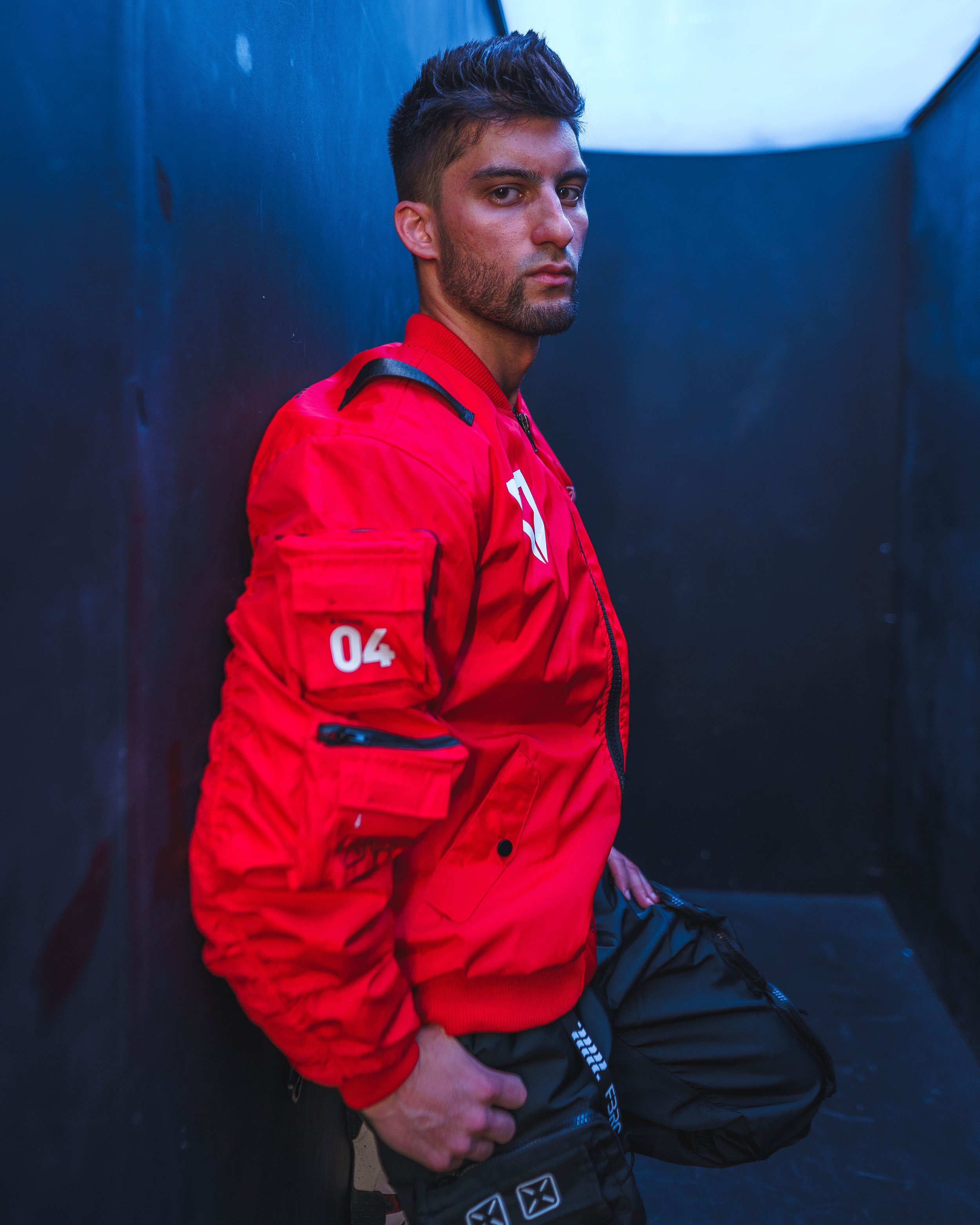 Erik Kadar on set of his music video Ripped Black Tights