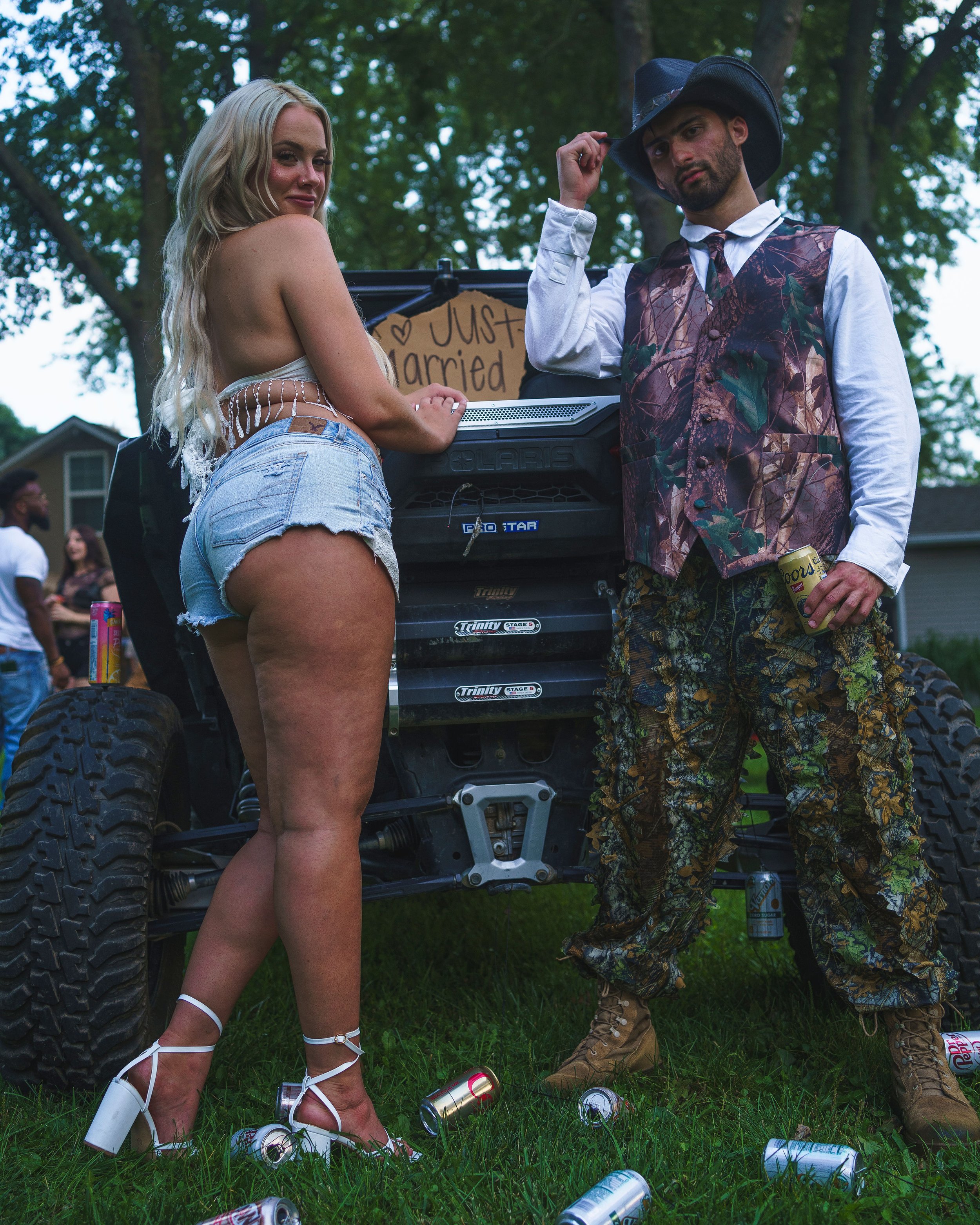 Erik Kadar and model posing for cover art of the single Redneck Wedding