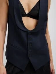 Tibi Birdseye Vest Navy