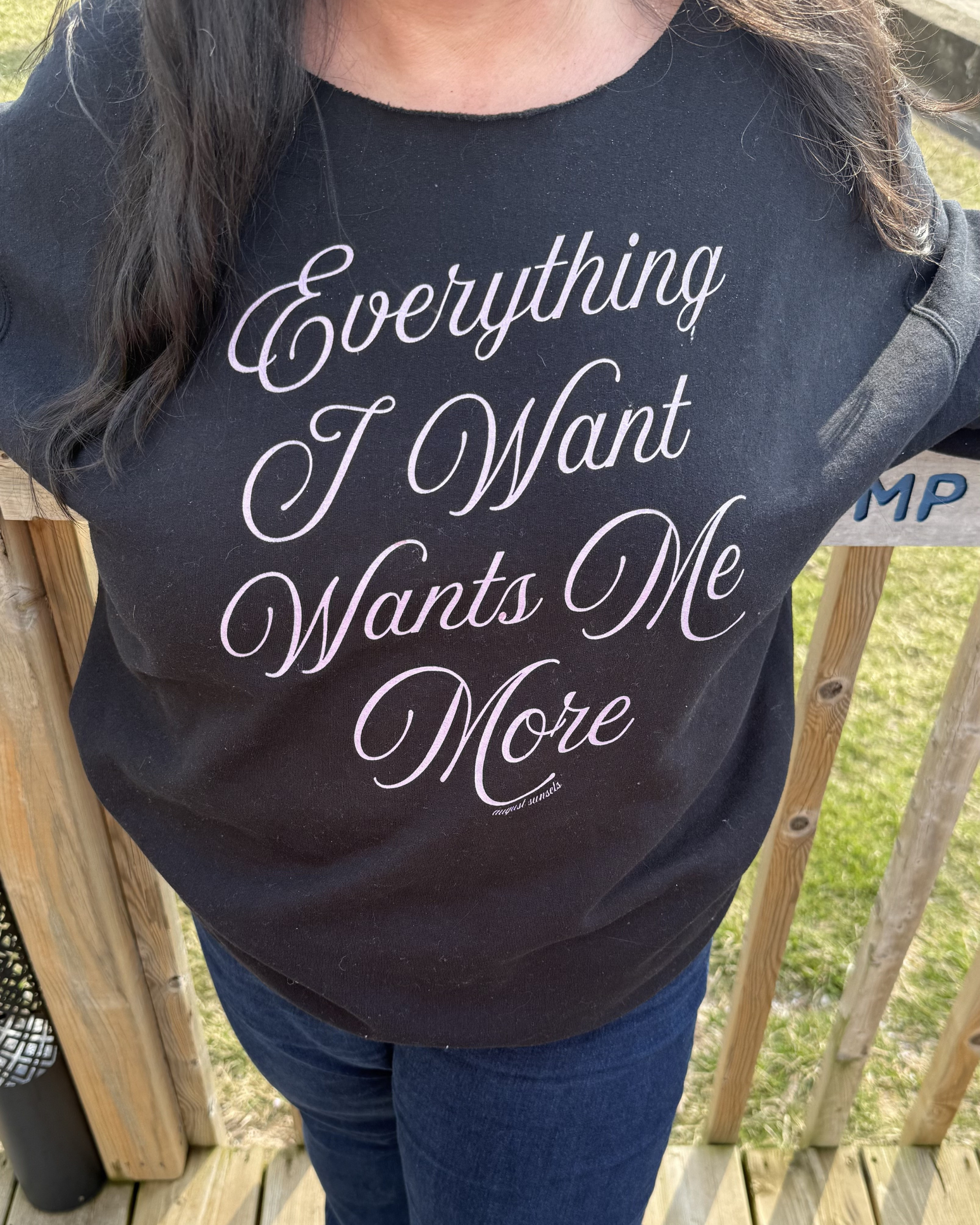 wants me more crewneck