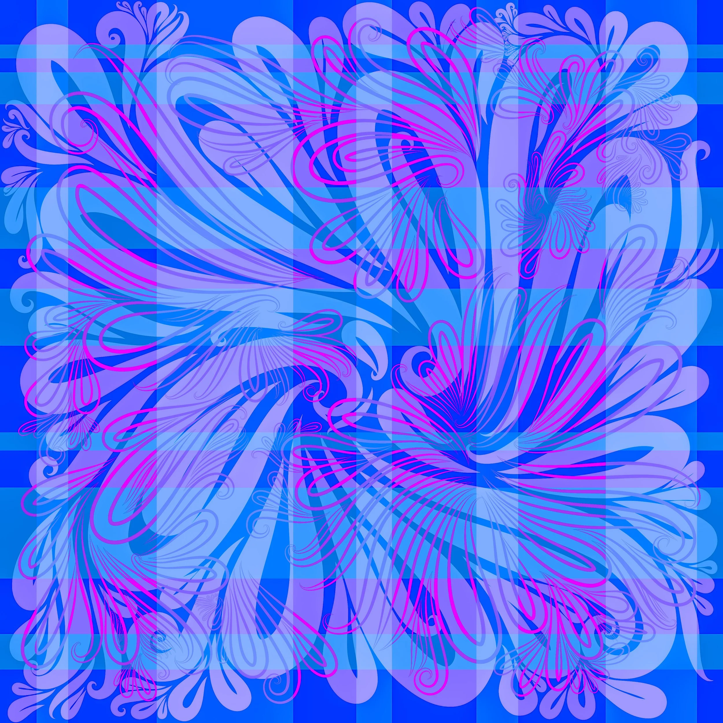 Scarf Design Paisley Plaid Periwinkle Cobalt