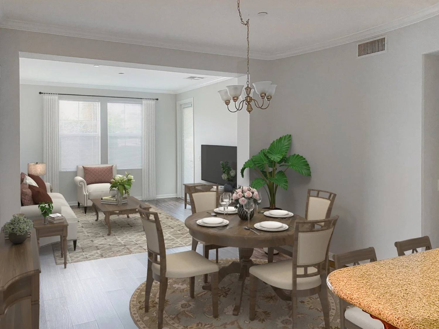 Dining Room / Living Room in 1x1 Unit