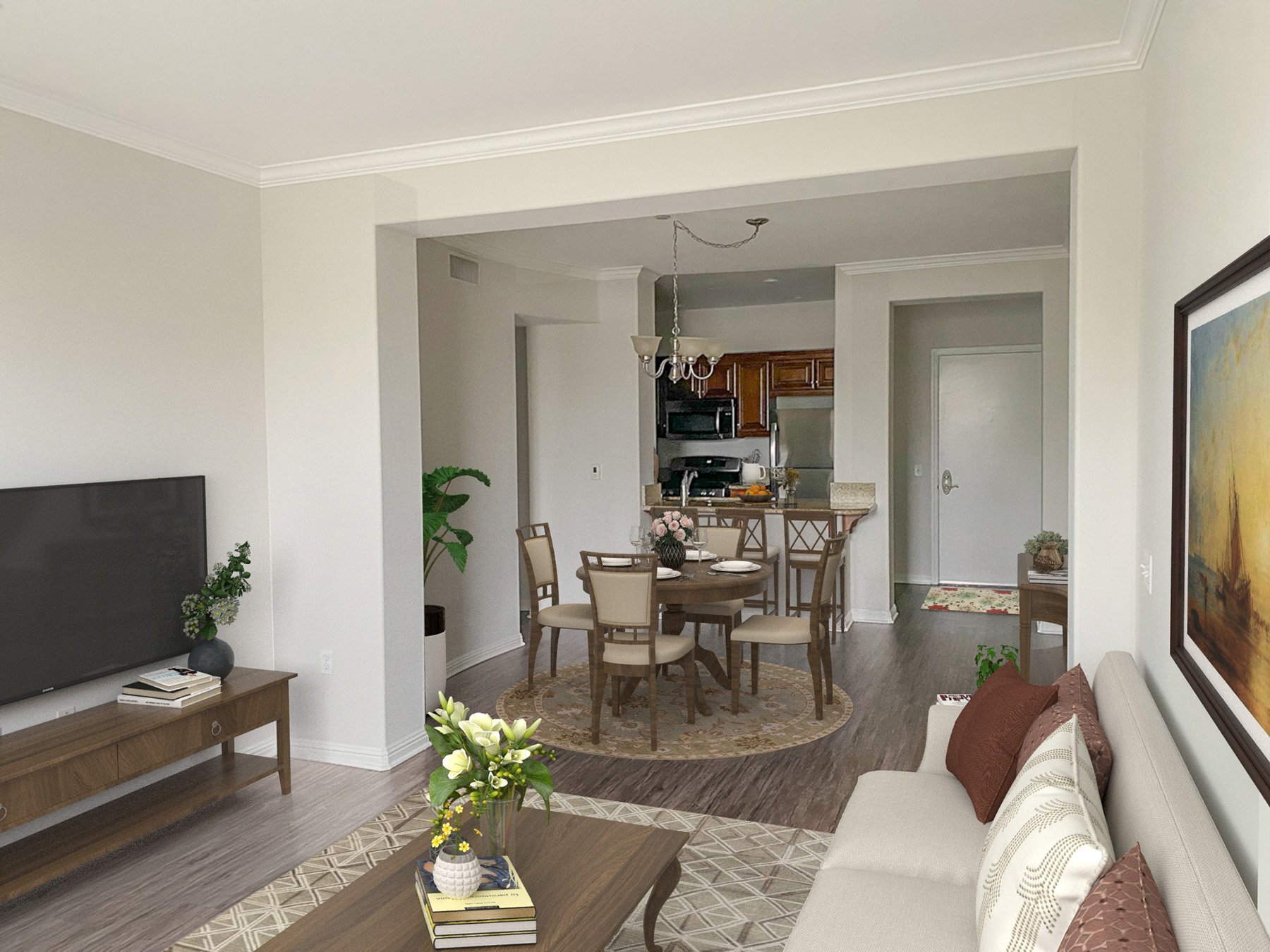 Living Room in 1x1 Unit